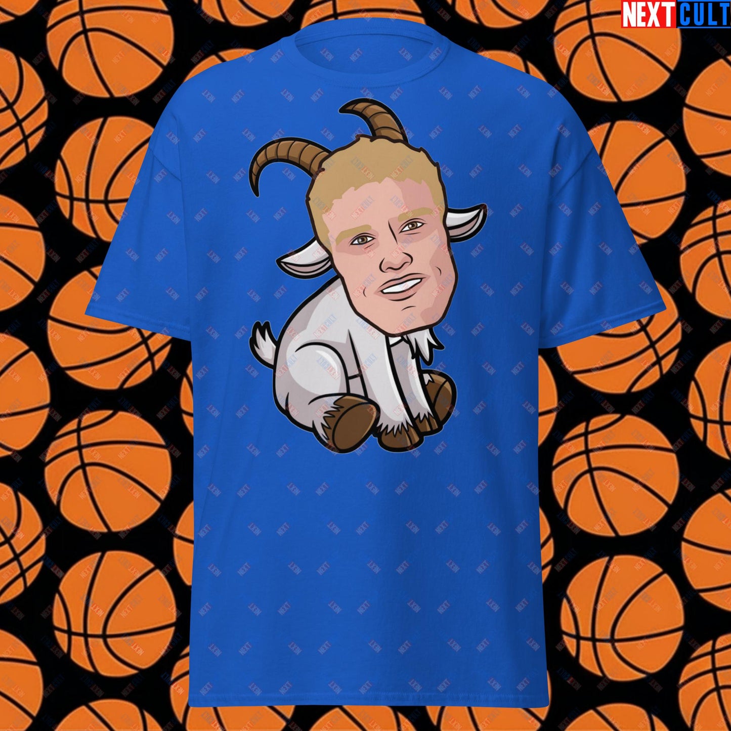 Lauri Markkanen GOAT T-Shirt - Funny Basketball Meme Casual Top - Greatest of All Time Tee for Basketball Fans - Perfect Gift for Lauri Markkanen Fans Royal T-shirts Basketball G.O.A.T. Lauri Markkanen NBA Utah Jazz Next Cult Brand