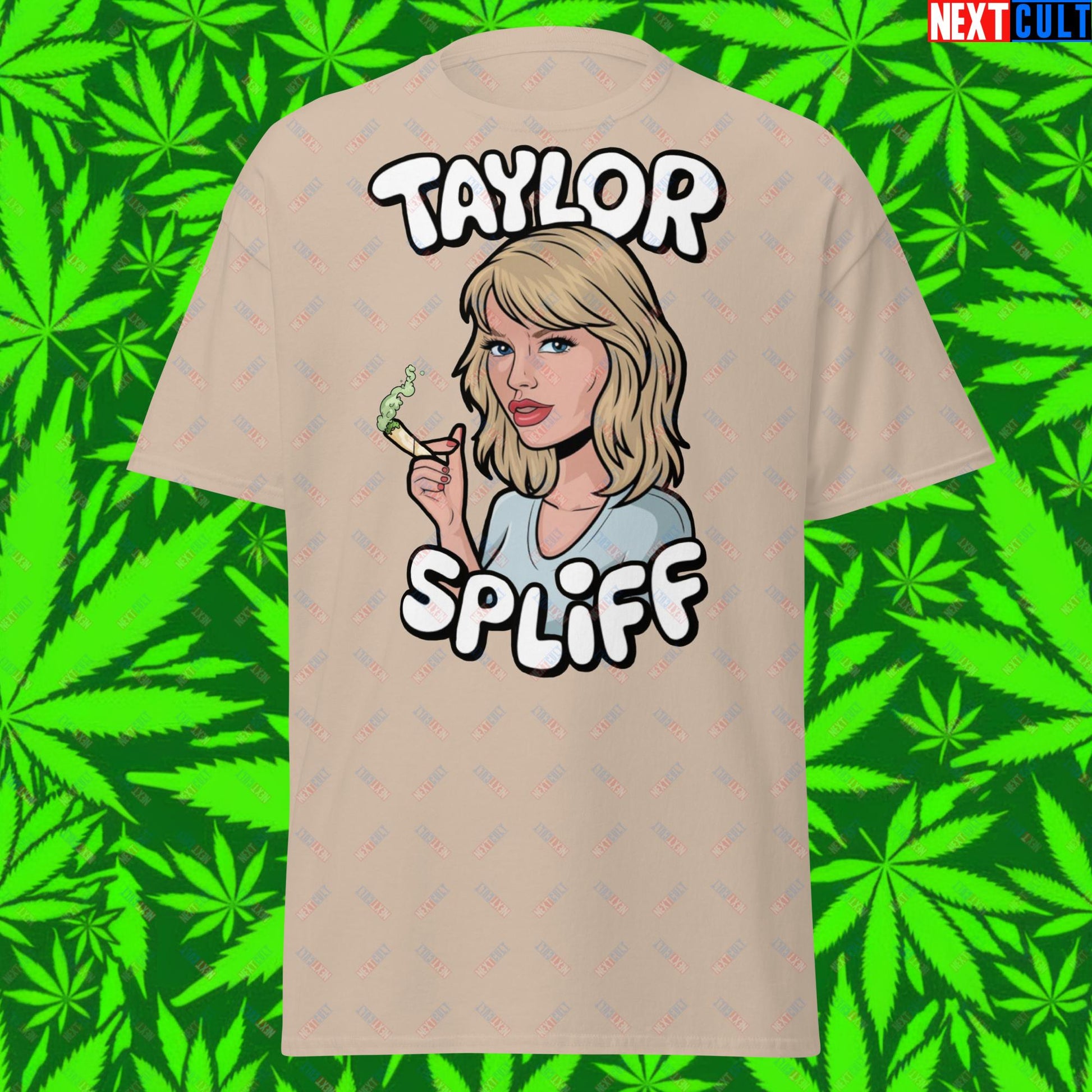 Taylor Spliff Pop Music Star Pothead Stoner Funny Weed Meme Unisex tee Sand T-shirts Music Weed Next Cult Brand