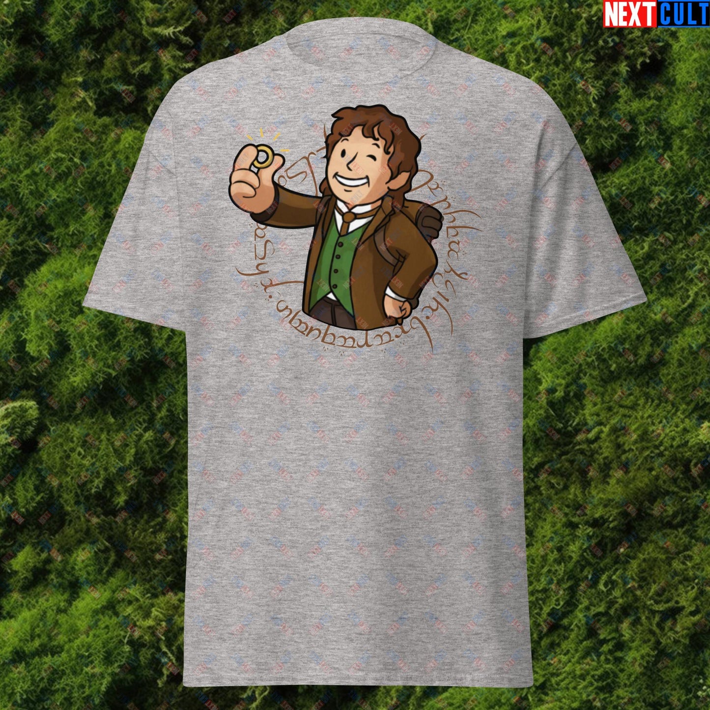 Bilboy Bilbo Baggins Lord of the Rings Vault Boy Fallout Funny Cartoon Mashup Unisex tee