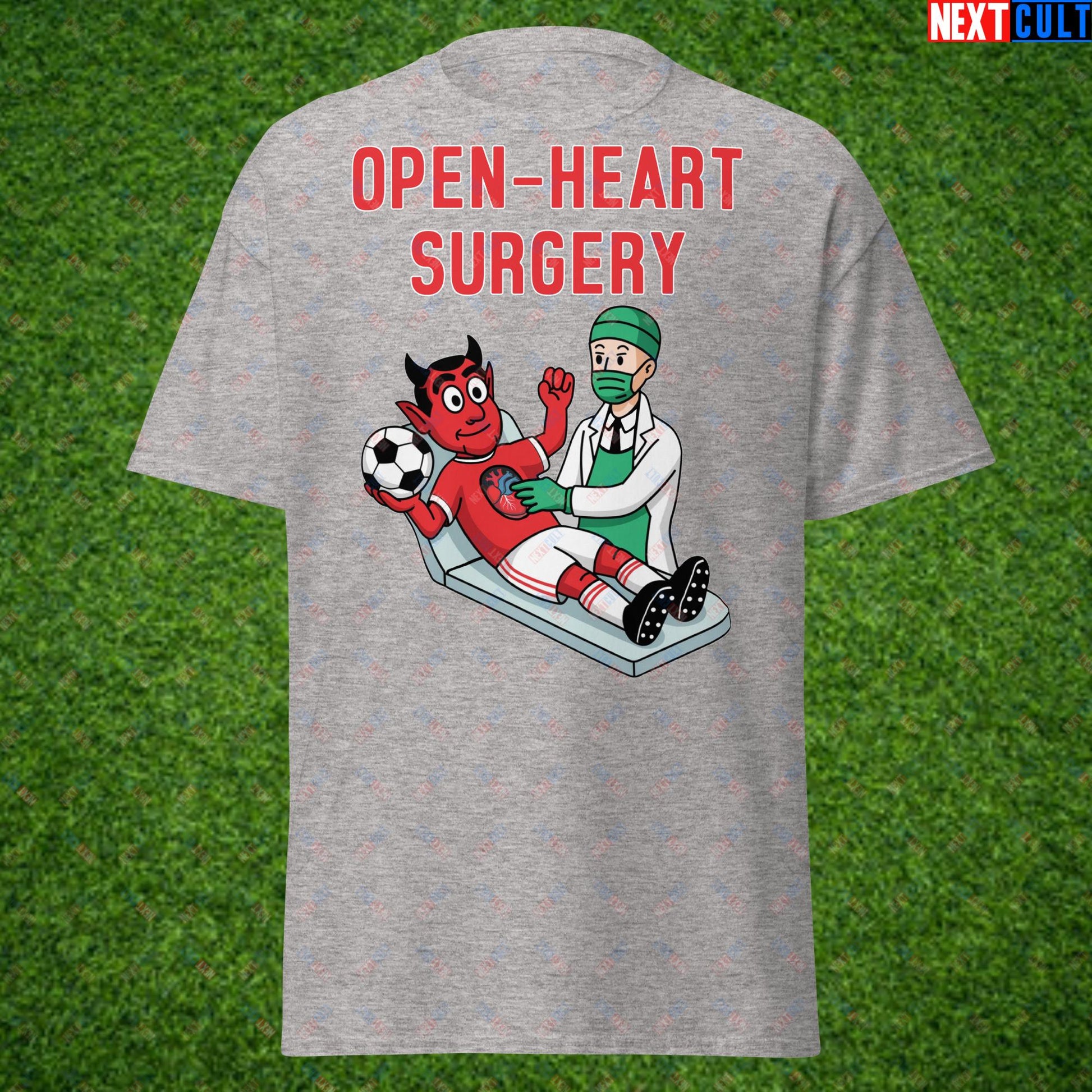 Ralf Rangnick "United Need Open Heart Surgery" T-Shirt - Manchester United Fan Protest Casual Top - Lazy Players Out, Proper Structure In, Remove Owners - Funny Football Meme Gift Unisex tee Sport Grey T-shirts Football GlazersOut Manchester United RatcliffeOut Next Cult Brand