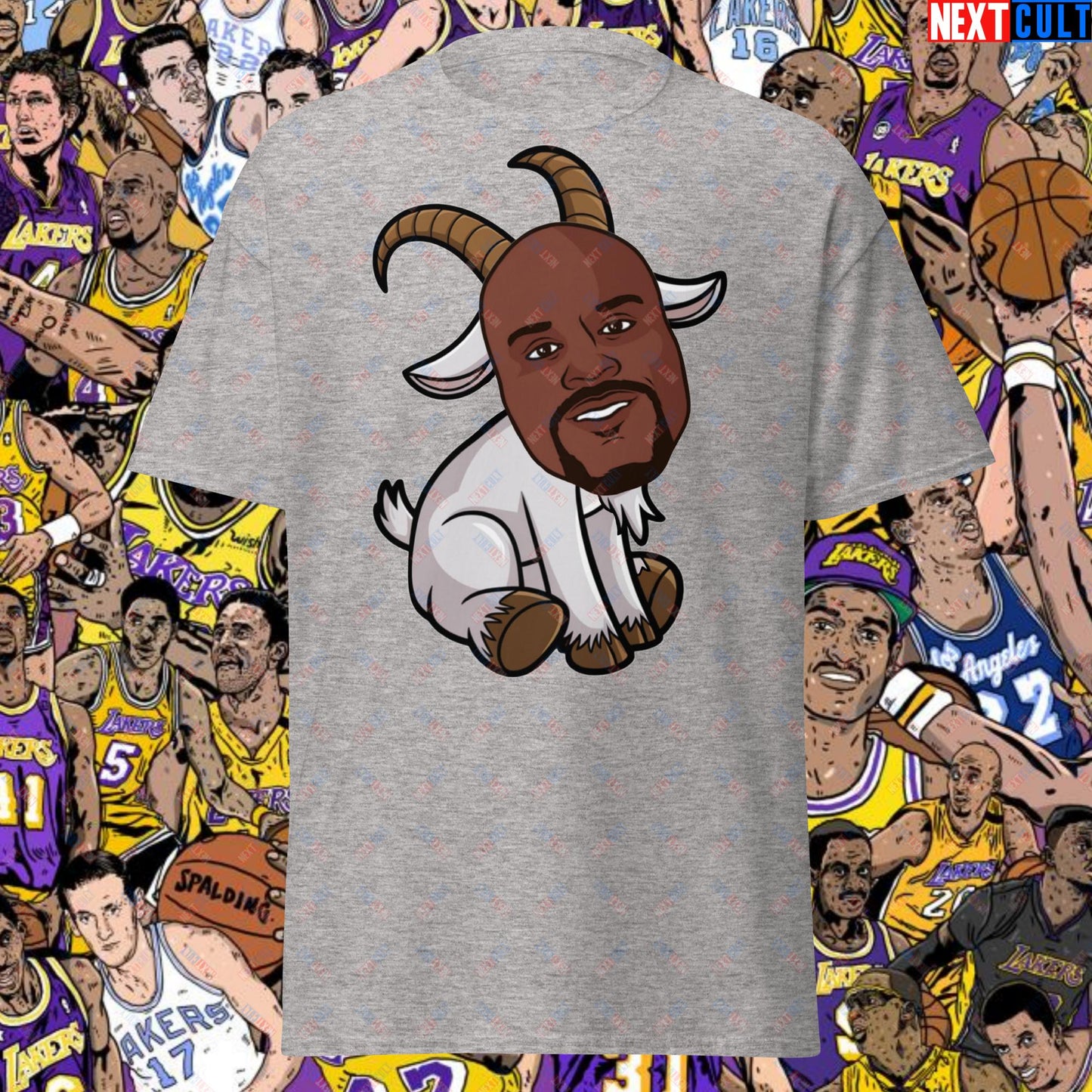 Shaquille O’Neal GOAT T-Shirt - Shaq Basketball Meme Tee - Greatest of All Time NBA Funny Cartoon Casual Top for Basketball Fans - Perfect Gift for Shaq Lovers Unisex tee Sport Grey T-shirts Basketball G.O.A.T. Los Angeles Lakers NBA Orlando Magic Shaq Next Cult Brand