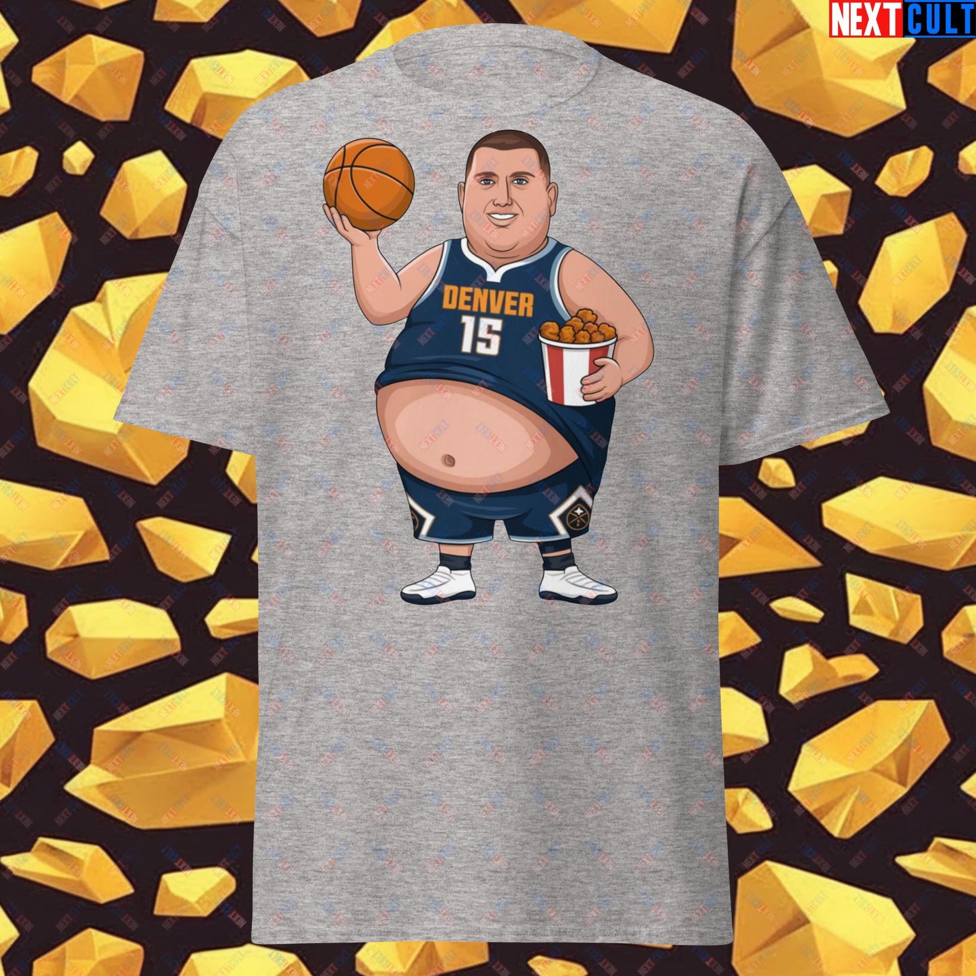 Fat Jokic Denver Nuggets T-Shirt - Funny Basketball Meme Casual Top - Big Jokic Dominance Tee for Basketball Fans - Perfect Gift for Jokic Fans Sport Grey T-shirts Basketball Denver Nuggets NBA Nikola Jokic Next Cult Brand