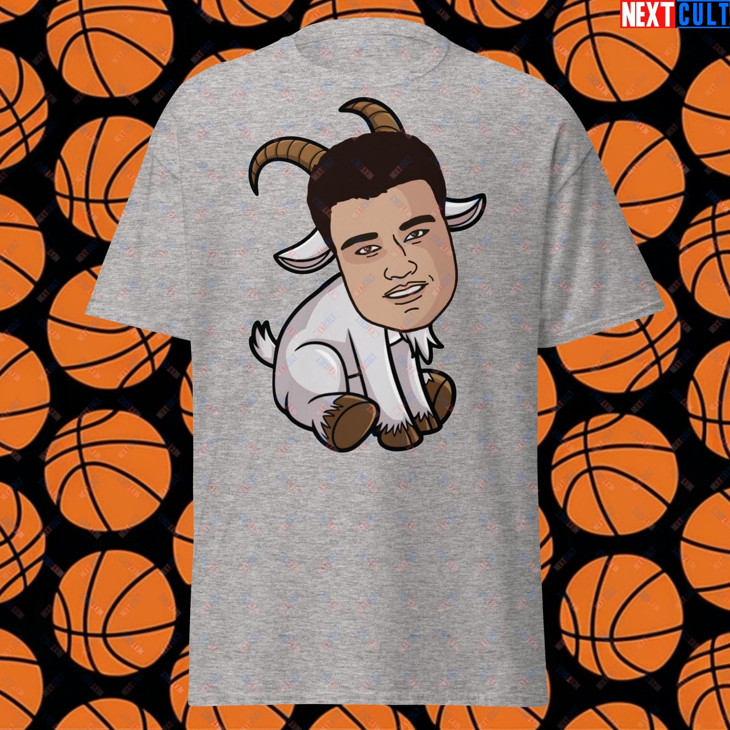 Yao Ming GOAT T-Shirt - Funny Basketball Meme Casual Top - Greatest of All Time Tee for Houston Rockets Fans - Perfect Gift for Yao Ming Fans Sport Grey T-shirts Basketball G.O.A.T. Houston Rockets NBA Yao Ming Next Cult Brand