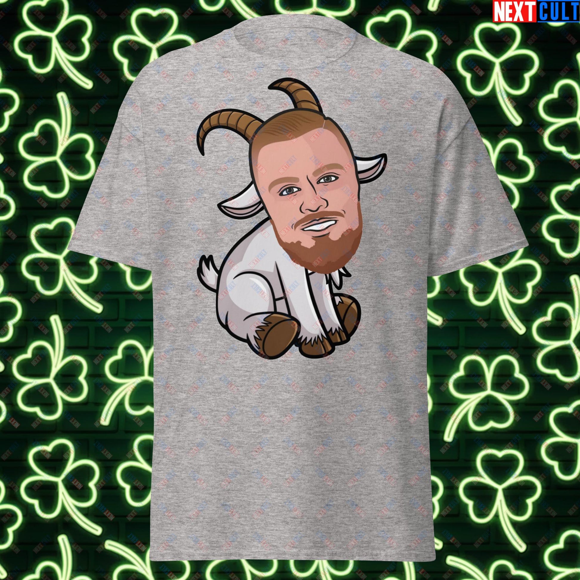 Kristaps Porzingis GOAT T-Shirt - Funny Basketball Meme Casual Top - Greatest of All Time Tee for Boston Celtics and Latvia Fans - Perfect Gift for Porzingis Fans Sport Grey T-shirts Basketball Boston Celtics G.O.A.T. Kristaps Porzingis NBA Next Cult Brand