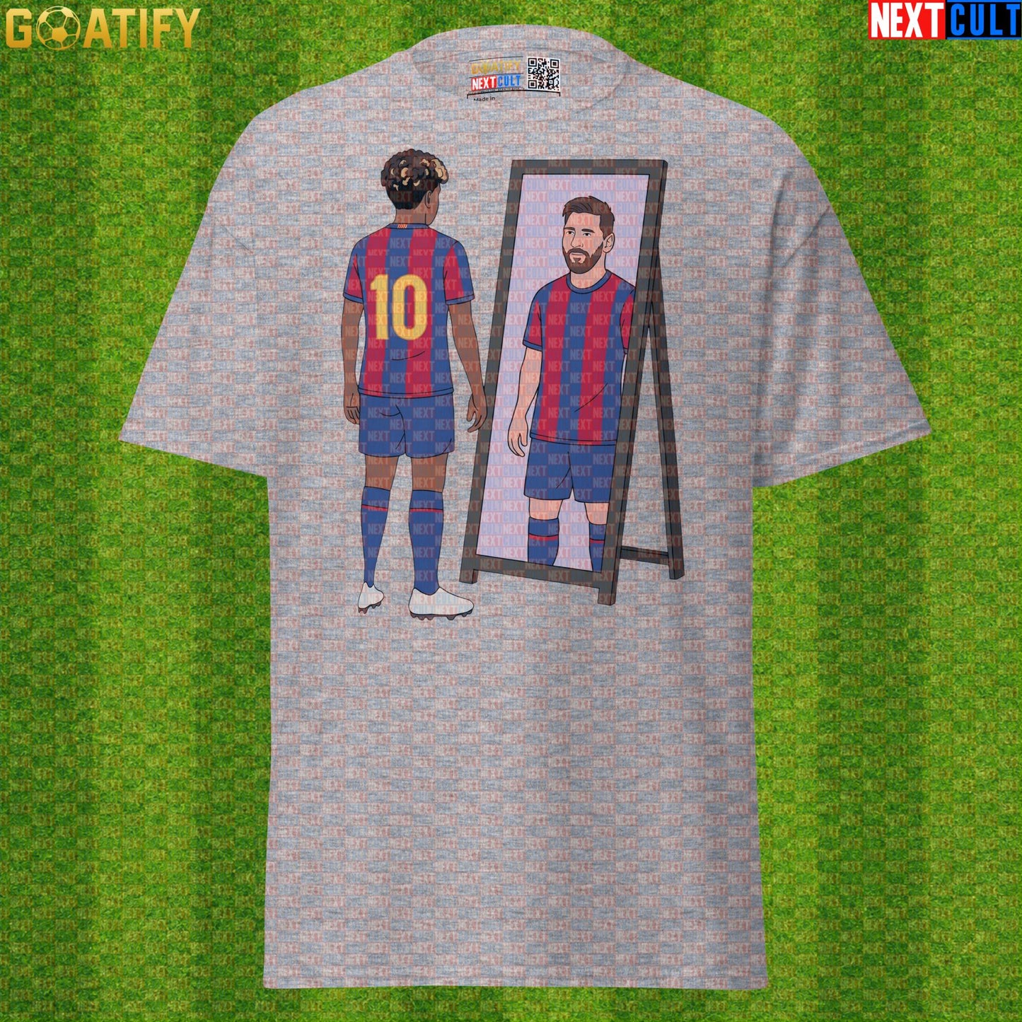 Lamine Yamal T-Shirt – Future Messi Mirror Meme Graphic Tee for Barcelona Football Fans Sport Grey Next Cult Brand