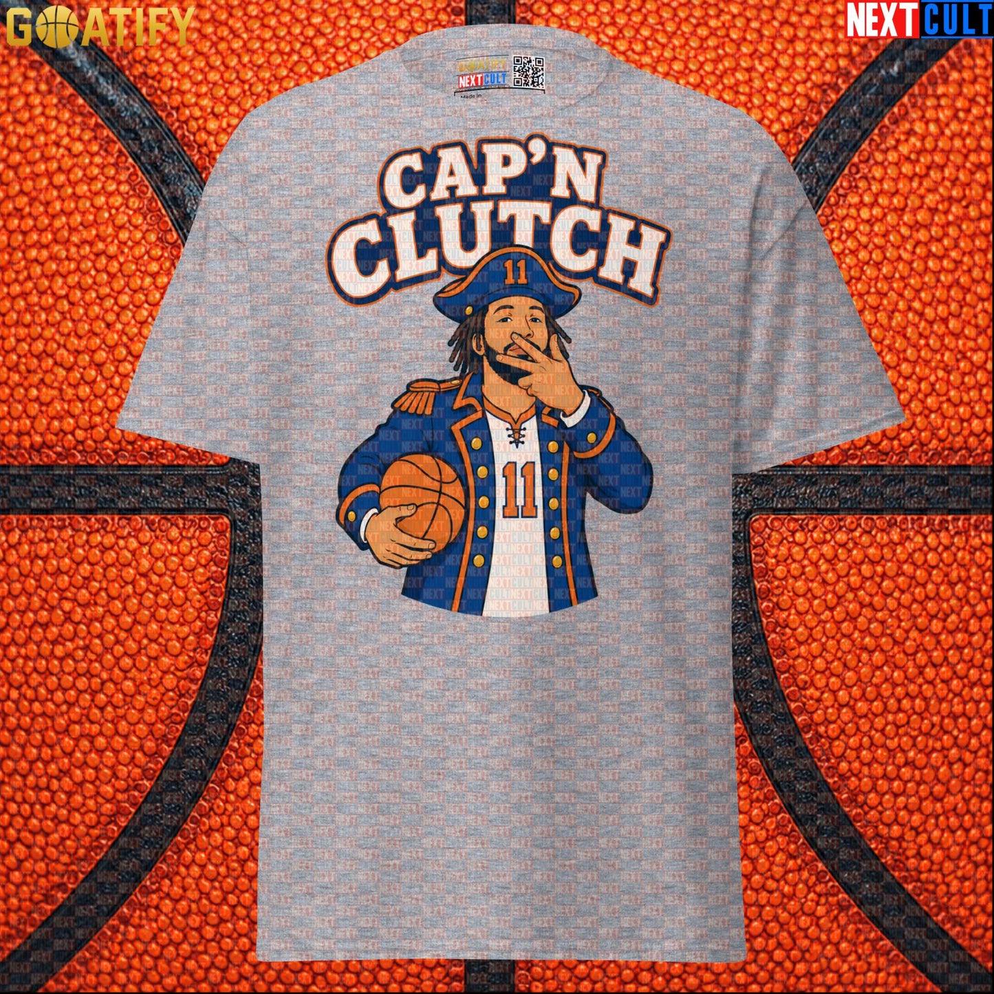 Jalen Brunson T-Shirt – Cap’n Clutch Graphic Tee for New York Knicks Championship Fans Sport Grey Next Cult Brand