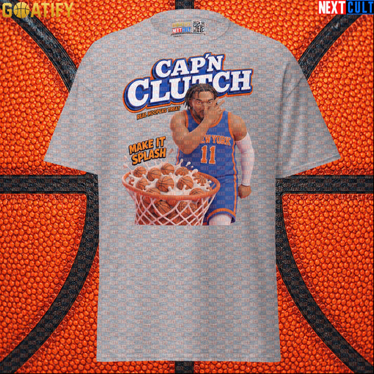 Jalen Brunson T-Shirt – Cap’n Clutch Cereal Parody Tee for Knicks Championship Fans Sport Grey Next Cult Brand