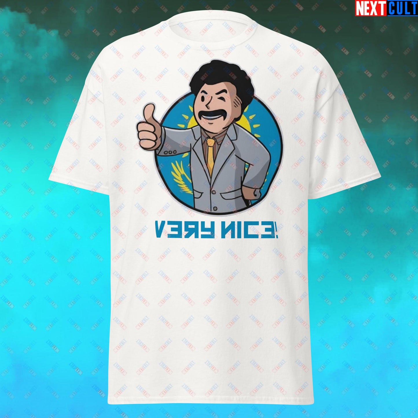 Very Nice Boy Borat Vault Boy Fallout Funny Cartoon Mashup Unisex tee