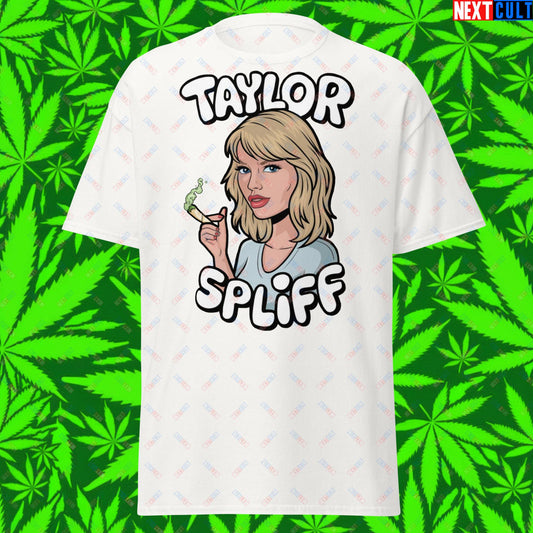 Taylor Spliff Pop Music Star Pothead Stoner Funny Weed Meme Unisex tee White T-shirts Music Weed Next Cult Brand