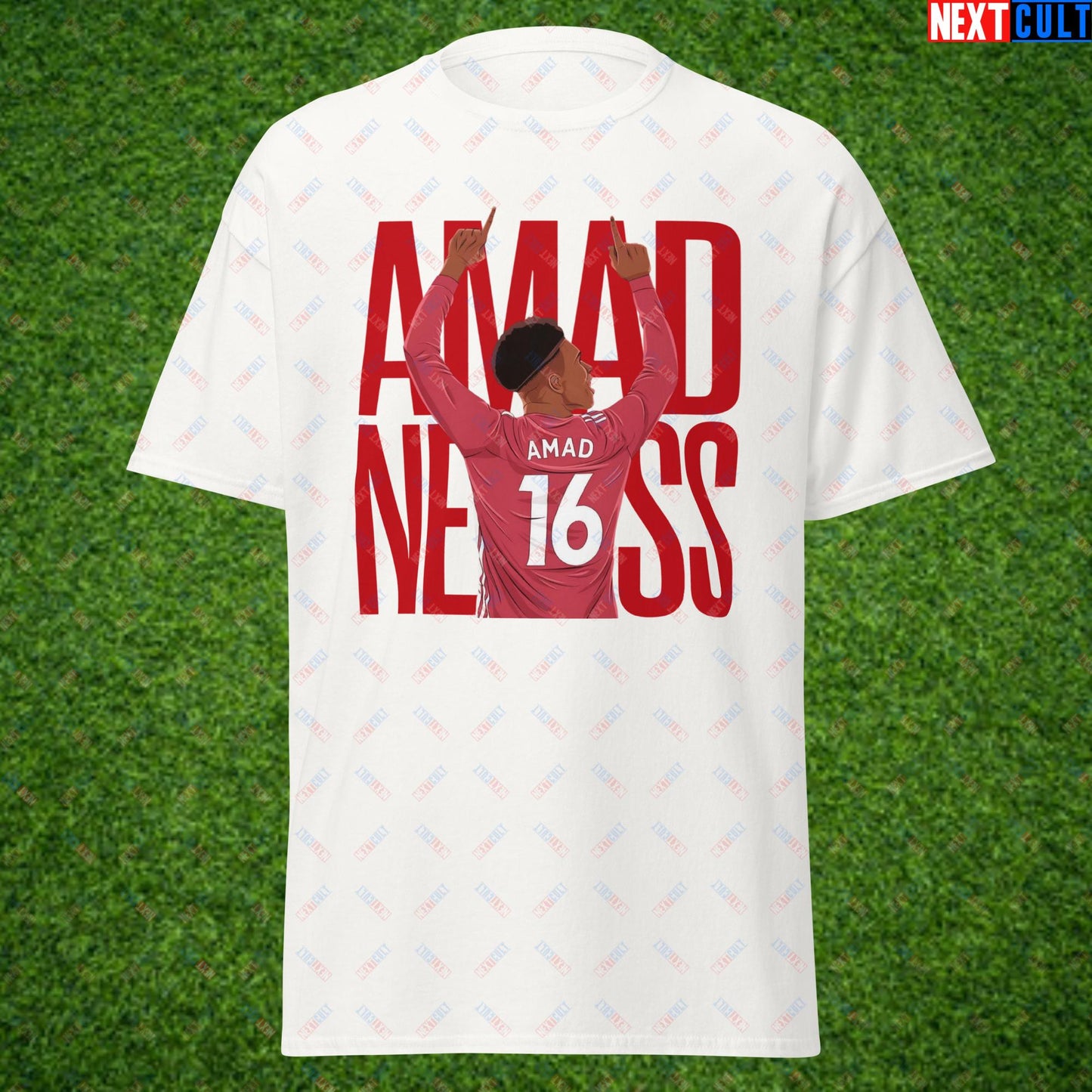 AMADNESS Amad Diallo Manchester United Funny Meme Cartoon Unisex tee White T-shirts Football Manchester United Next Cult Brand