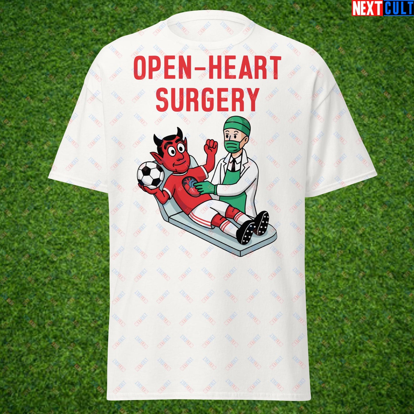 Ralf Rangnick "United Need Open Heart Surgery" T-Shirt - Manchester United Fan Protest Casual Top - Lazy Players Out, Proper Structure In, Remove Owners - Funny Football Meme Gift Unisex tee White T-shirts Football GlazersOut Manchester United RatcliffeOut Next Cult Brand