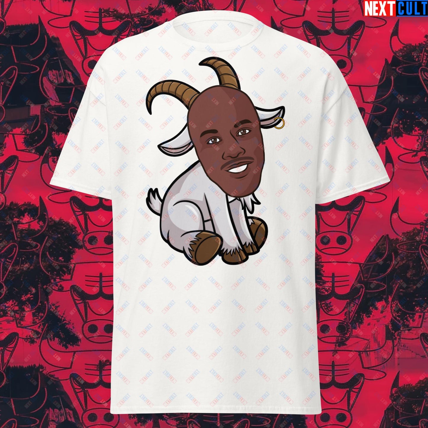 Michael Jordan G.O.A.T. T-Shirt - Funny Basketball Meme Casual Top - Greatest of All Time NBA Cartoon Design - Perfect Gift for Basketball Fans Unisex tee White T-shirts Basketball Chicago Bulls G.O.A.T. Michael Jordan NBA Next Cult Brand