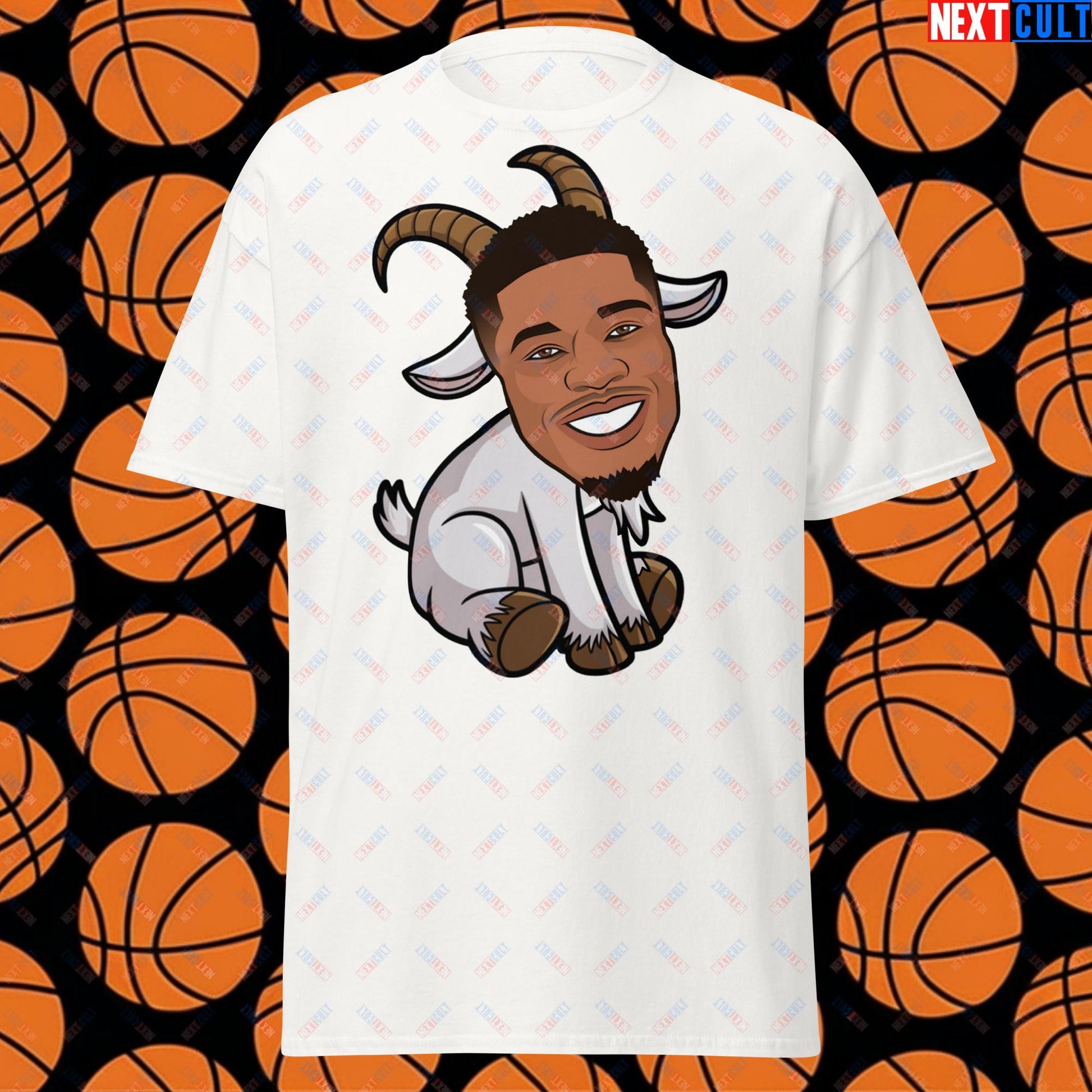 Giannis Antetokounmpo G.O.A.T. T-Shirt - Funny Basketball Meme Casual Top - Greatest of All Time Tee for Basketball Fans - Perfect Gift for Giannis Fans Unisex tee White T-shirts Basketball G.O.A.T. Giannis Antetokounmpo Milwaukee Bucks NBA Next Cult Brand