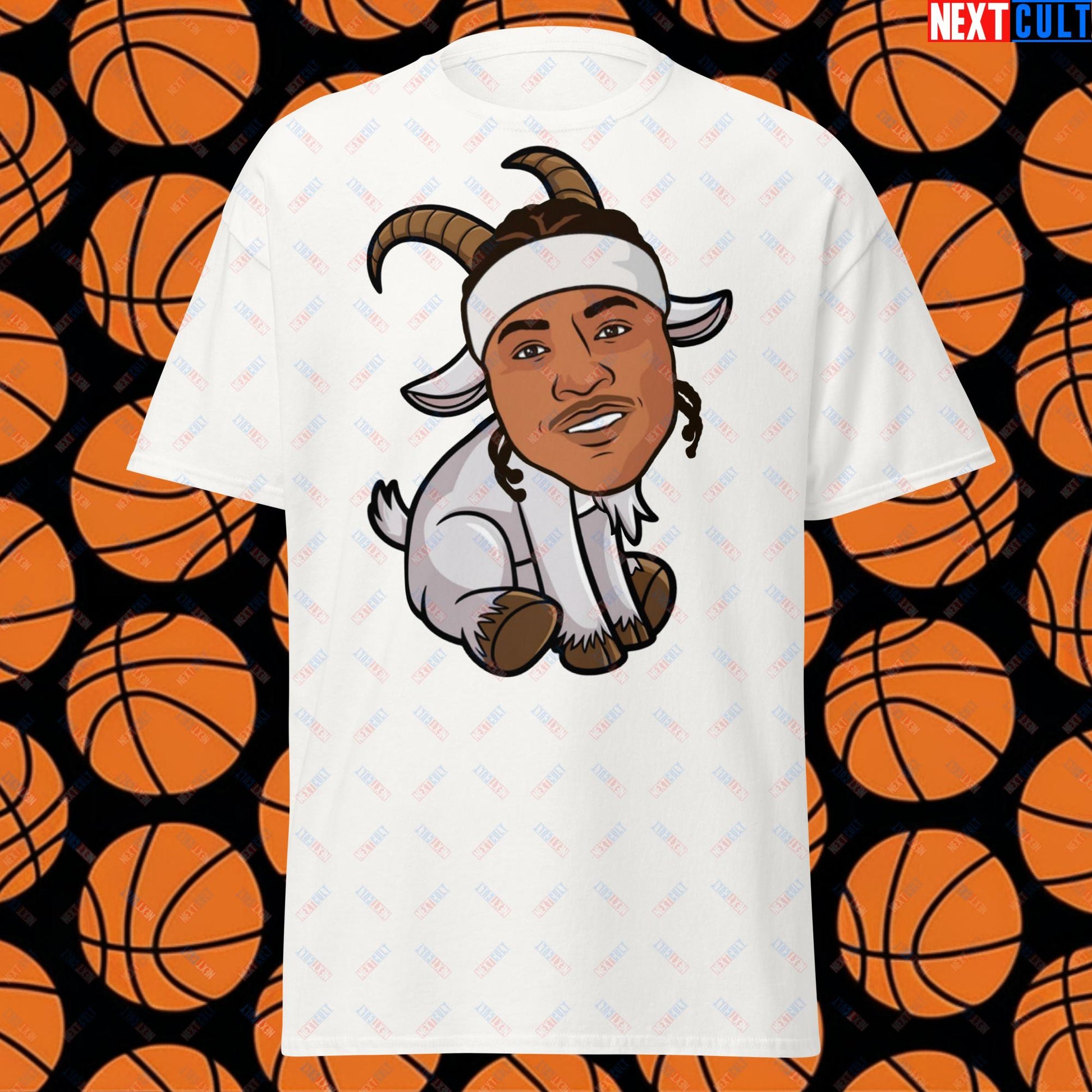 Carmelo Anthony G.O.A.T. T-Shirt - Funny Basketball Meme Casual Top - Greatest of All Time Carmelo Anthony Tee - Perfect Gift for Basketball Fans Unisex tee White T-shirts Basketball Carmelo Anthony Denver Nuggets G.O.A.T. NBA New York Knicks Next Cult Brand