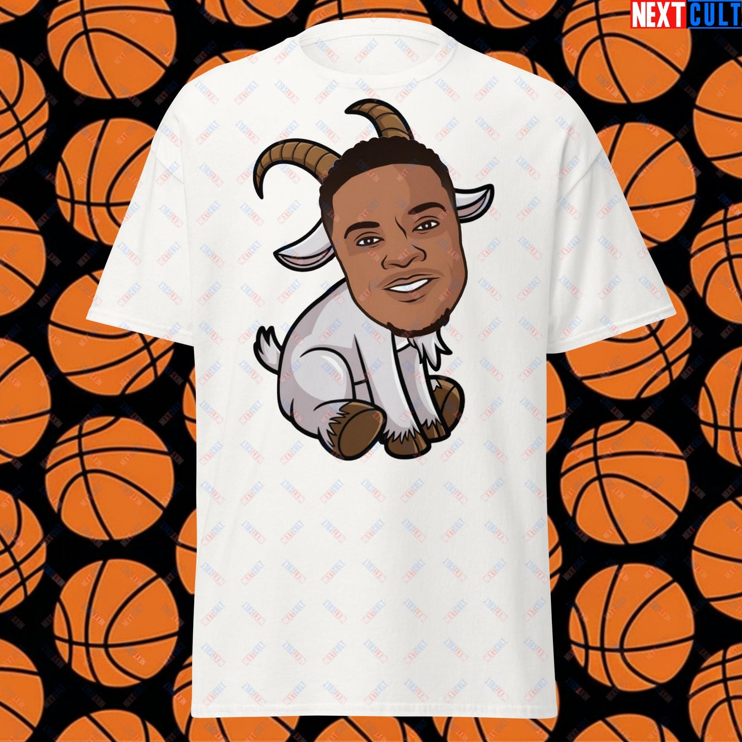 Russell Westbrook G.O.A.T. T-Shirt - Funny Basketball Meme Casual Top - Greatest of All Time Tee for Basketball Fans - Perfect Gift for Westbrook Fans Unisex tee White T-shirts Basketball Denver Nuggets G.O.A.T. NBA Oklahoma City Thunder Russell Westbrook Next Cult Brand