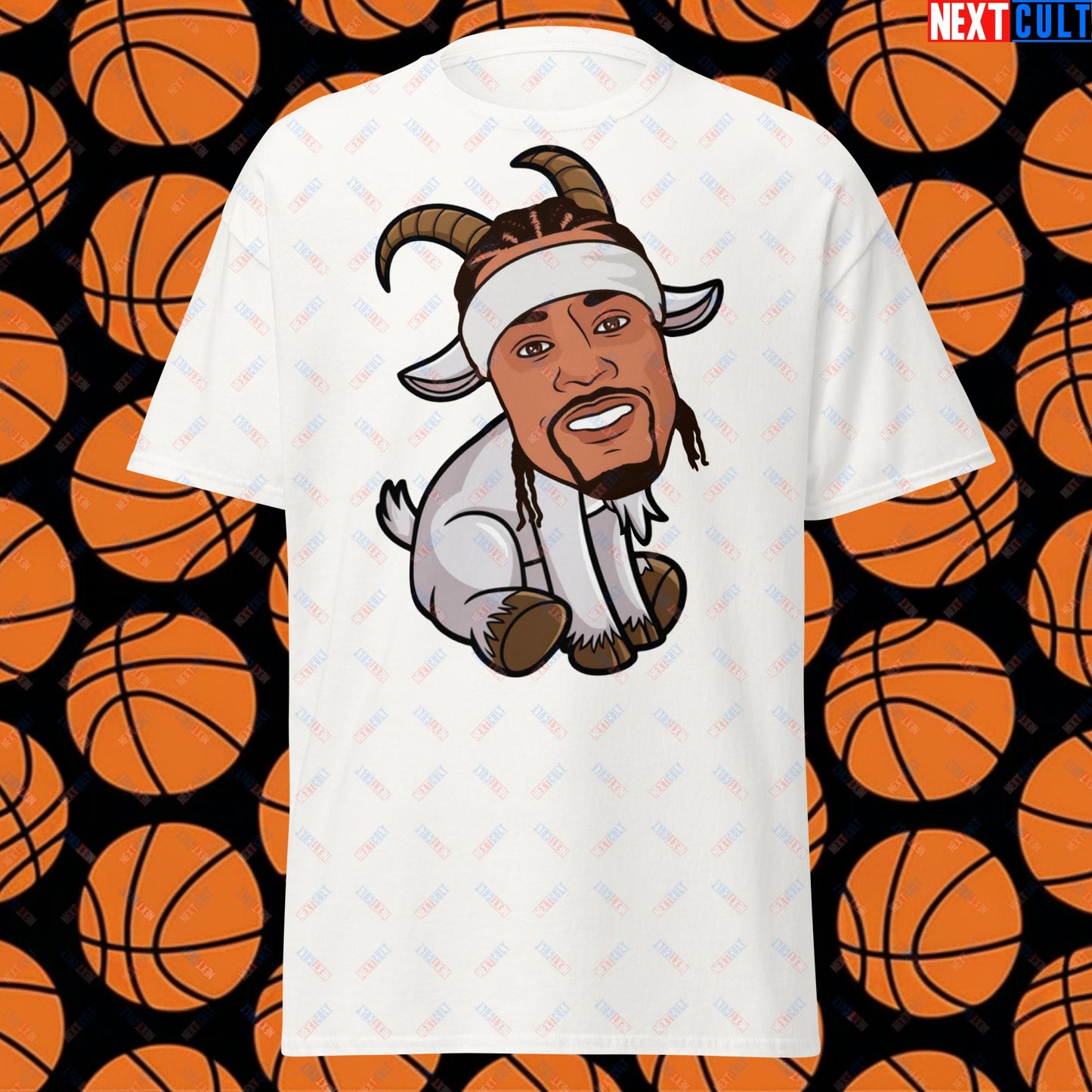 Allen Iverson G.O.A.T. T-Shirt - Funny Basketball Meme Casual Top - Greatest of All Time Tee for Basketball Fans - Perfect Gift for Allen Iverson Fans Unisex tee White T-shirts Allen Iverson Basketball G.O.A.T. NBA Philadelphia 76ers Next Cult Brand