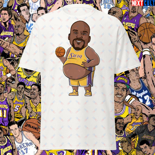 Fat Shaq Funny Basketball Meme T-Shirt - Big Shaq Dominance Casual Top for Basketball Fans - Perfect Gift for Shaq Fans Unisex tee White T-shirts Basketball Los Angeles Lakers NBA Shaq Next Cult Brand