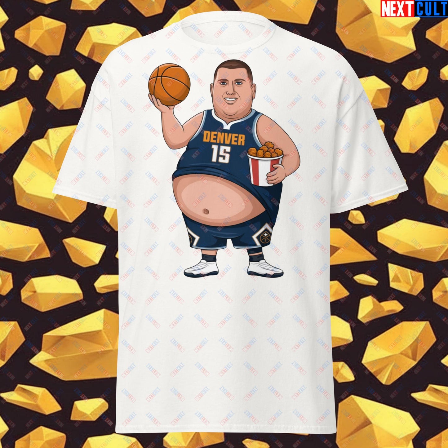 Fat Jokic Denver Nuggets T-Shirt - Funny Basketball Meme Casual Top - Big Jokic Dominance Tee for Basketball Fans - Perfect Gift for Jokic Fans White T-shirts Basketball Denver Nuggets NBA Nikola Jokic Next Cult Brand