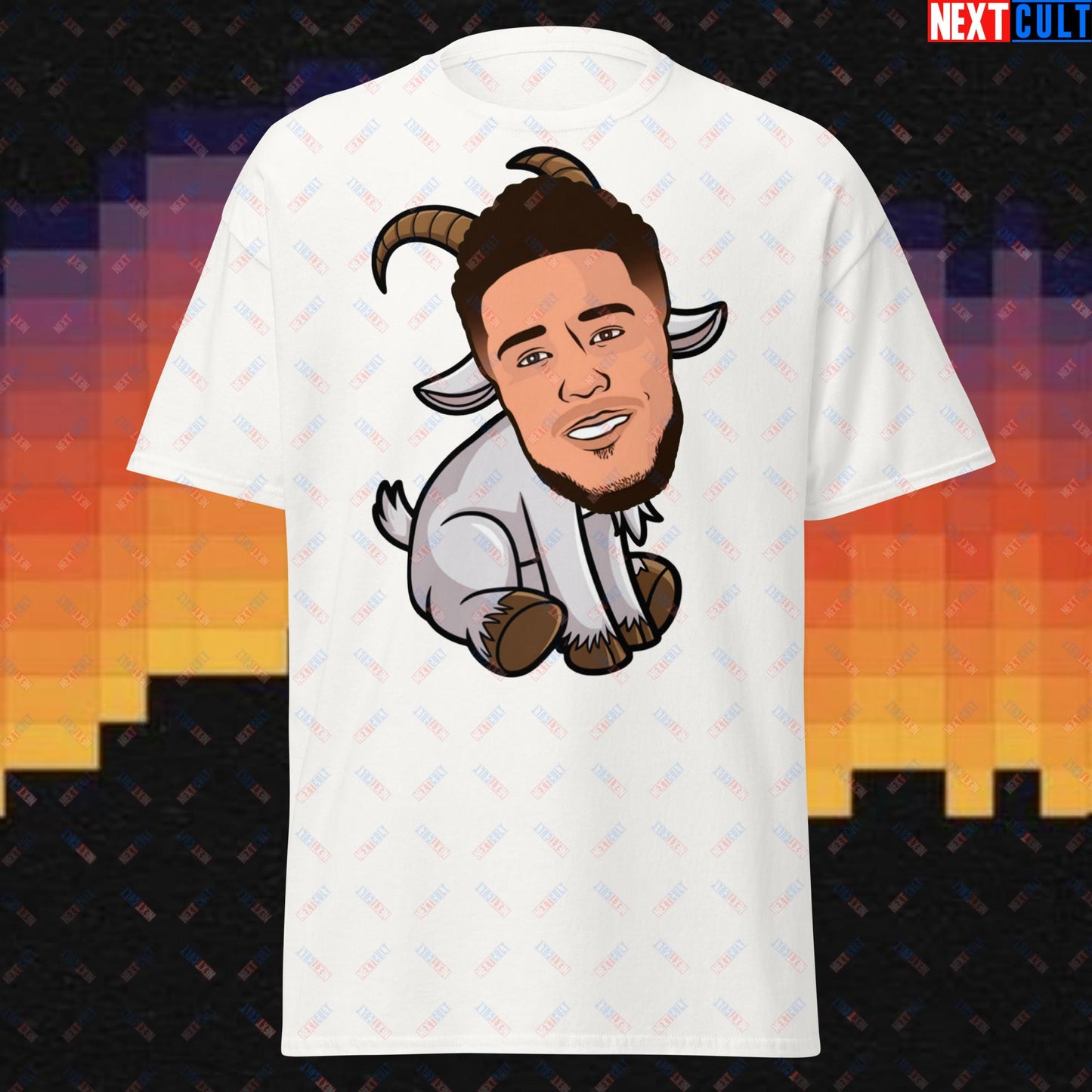 Devin Booker GOAT T-Shirt - Funny Basketball Meme Casual Top - Phoenix Suns Greatest of All Time Tee for Basketball Fans - Perfect Gift for Devin Booker Fans White T-shirts Basketball Devin Booker G.O.A.T. NBA Phoenix Suns Next Cult Brand