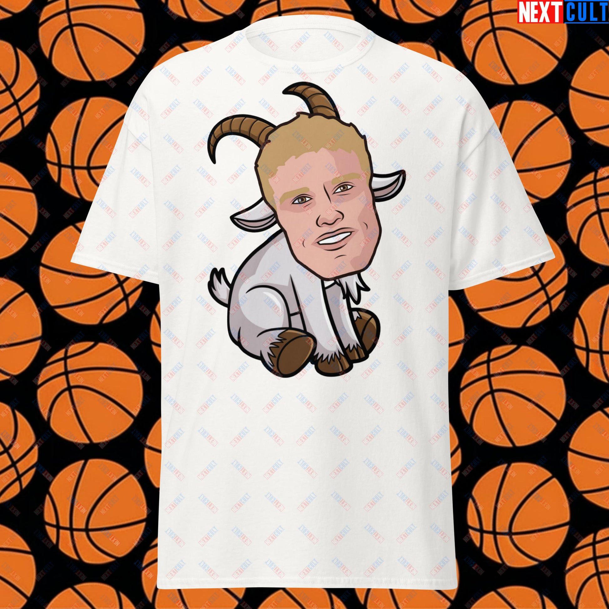 Lauri Markkanen GOAT T-Shirt - Funny Basketball Meme Casual Top - Greatest of All Time Tee for Basketball Fans - Perfect Gift for Lauri Markkanen Fans White T-shirts Basketball G.O.A.T. Lauri Markkanen NBA Utah Jazz Next Cult Brand