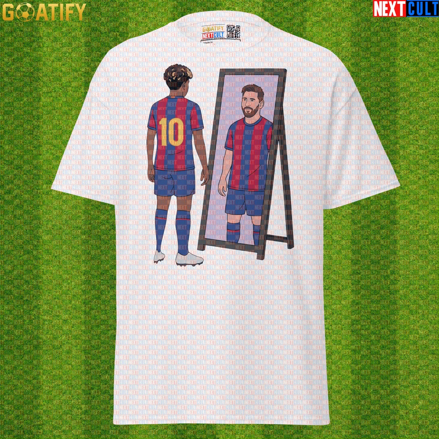 Lamine Yamal T-Shirt – Future Messi Mirror Meme Graphic Tee for Barcelona Football Fans White Next Cult Brand