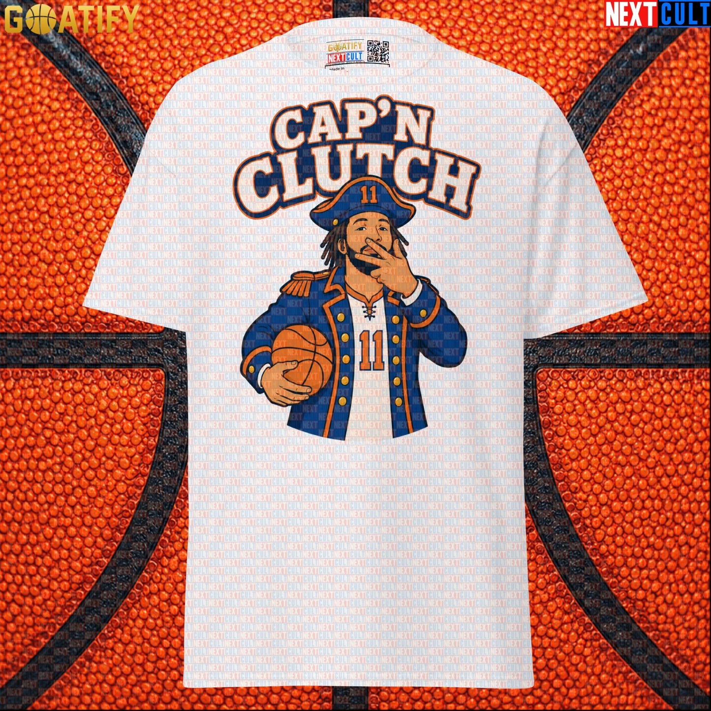 Jalen Brunson T-Shirt – Cap’n Clutch Graphic Tee for New York Knicks Championship Fans White Next Cult Brand