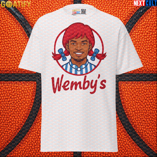 Basketball T-Shirt Wemby's Fast Food Parody for Victor Wembanyama Fans and NBA Gifts |  | ["Basketball", "France", "NBA", "San Antonio Spurs", "Victor Wembanyama", "Wemby"]