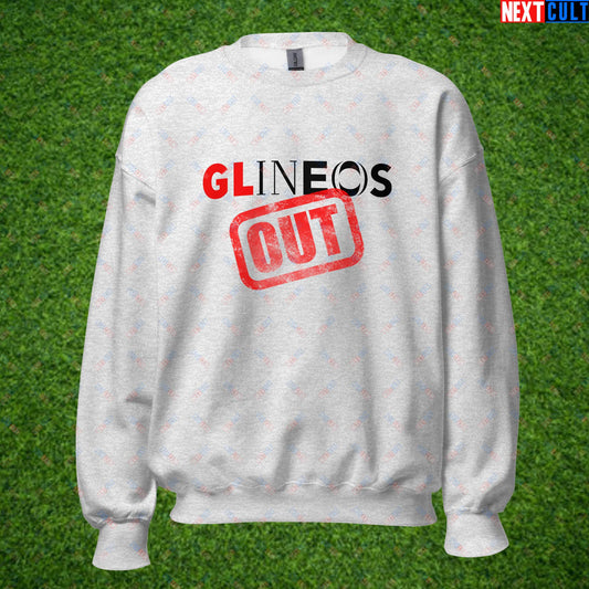 GLINEOS OUT Manchester United Fans Protest Against Glazers, Ineos and Ratcliffe Unisex Sweatshirt Ash Sweatshirts Football GlazersOut Manchester United RatcliffeOut Next Cult Brand