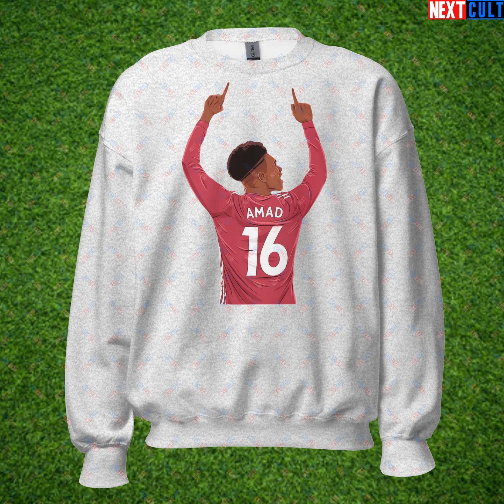 Amad Diallo Goal Celebration AMADNESS Manchester United Funny Meme Cartoon Unisex Sweatshirt Ash Sweatshirts Amad Diallo Football Manchester United Next Cult Brand