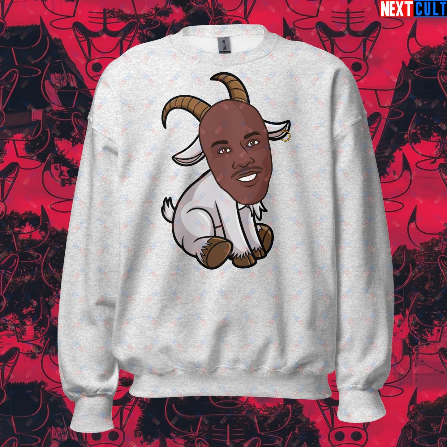 Michael Jordan G.O.A.T. Sweatshirt - Funny Basketball Meme Jumper - Greatest of All Time NBA Cartoon Design - Perfect Gift for Basketball Fans Unisex Sweatshirt Ash Sweatshirts Basketball Chicago Bulls G.O.A.T. Michael Jordan NBA Next Cult Brand