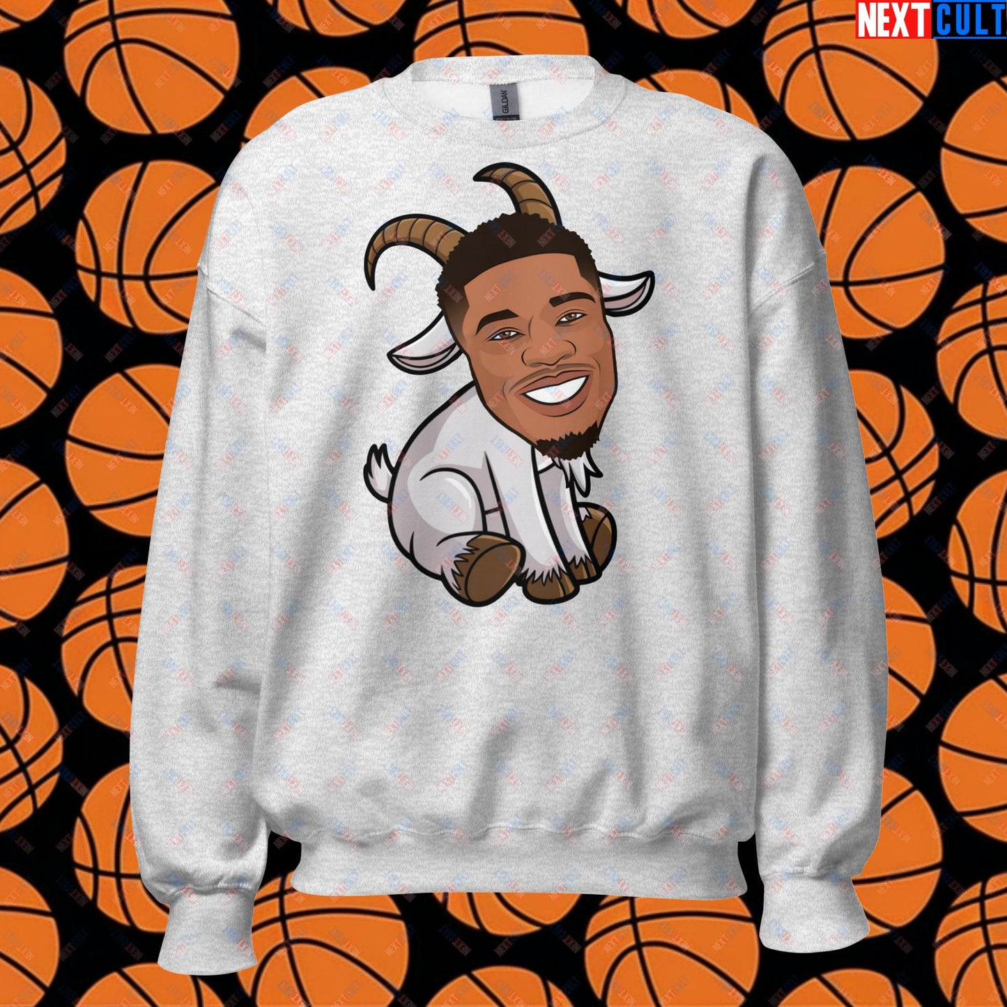 Giannis Antetokounmpo G.O.A.T. Sweatshirt - Funny Basketball Meme Jumper - Greatest of All Time Pullover for Basketball Fans - Perfect Gift for Giannis Fans Unisex Sweatshirt Ash Sweatshirts Basketball G.O.A.T. Giannis Antetokounmpo Milwaukee Bucks NBA Next Cult Brand