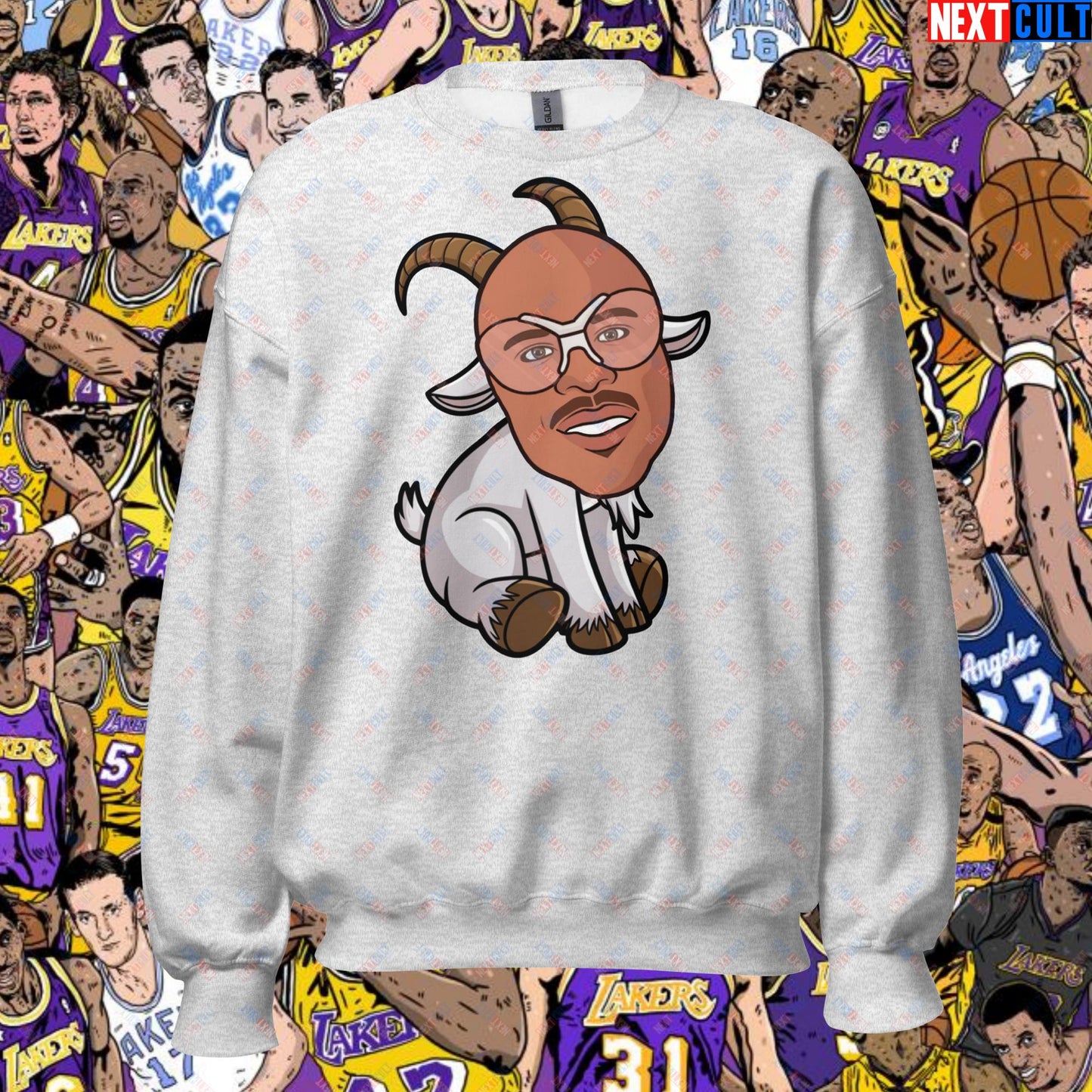 Kareem Abdul-Jabbar G.O.A.T. Sweatshirt - Funny Basketball Meme Jumper - Greatest of All Time Pullover for Basketball Fans - Perfect Gift for Kareem Fans Unisex Sweatshirt Ash Sweatshirts Basketball G.O.A.T. Kareem Abdul-Jabbar Los Angeles Lakers Milwaukee Bucks NBA Next Cult Brand