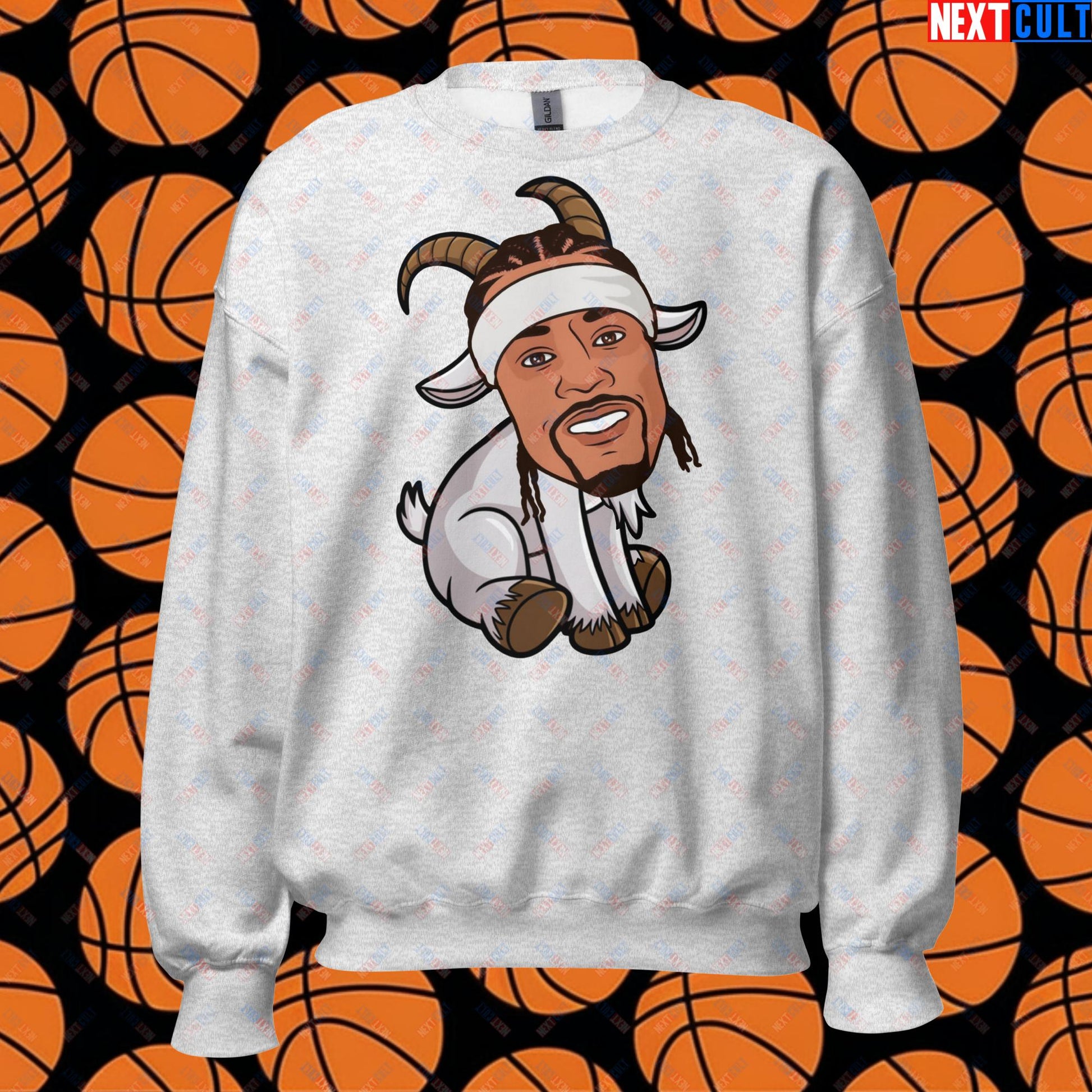 Allen Iverson G.O.A.T. Sweatshirt - Funny Basketball Meme Jumper - Greatest of All Time Pullover for Basketball Fans - Perfect Gift for Allen Iverson Fans Unisex Sweatshirt Ash Sweatshirts Allen Iverson Basketball G.O.A.T. NBA Philadelphia 76ers Next Cult Brand