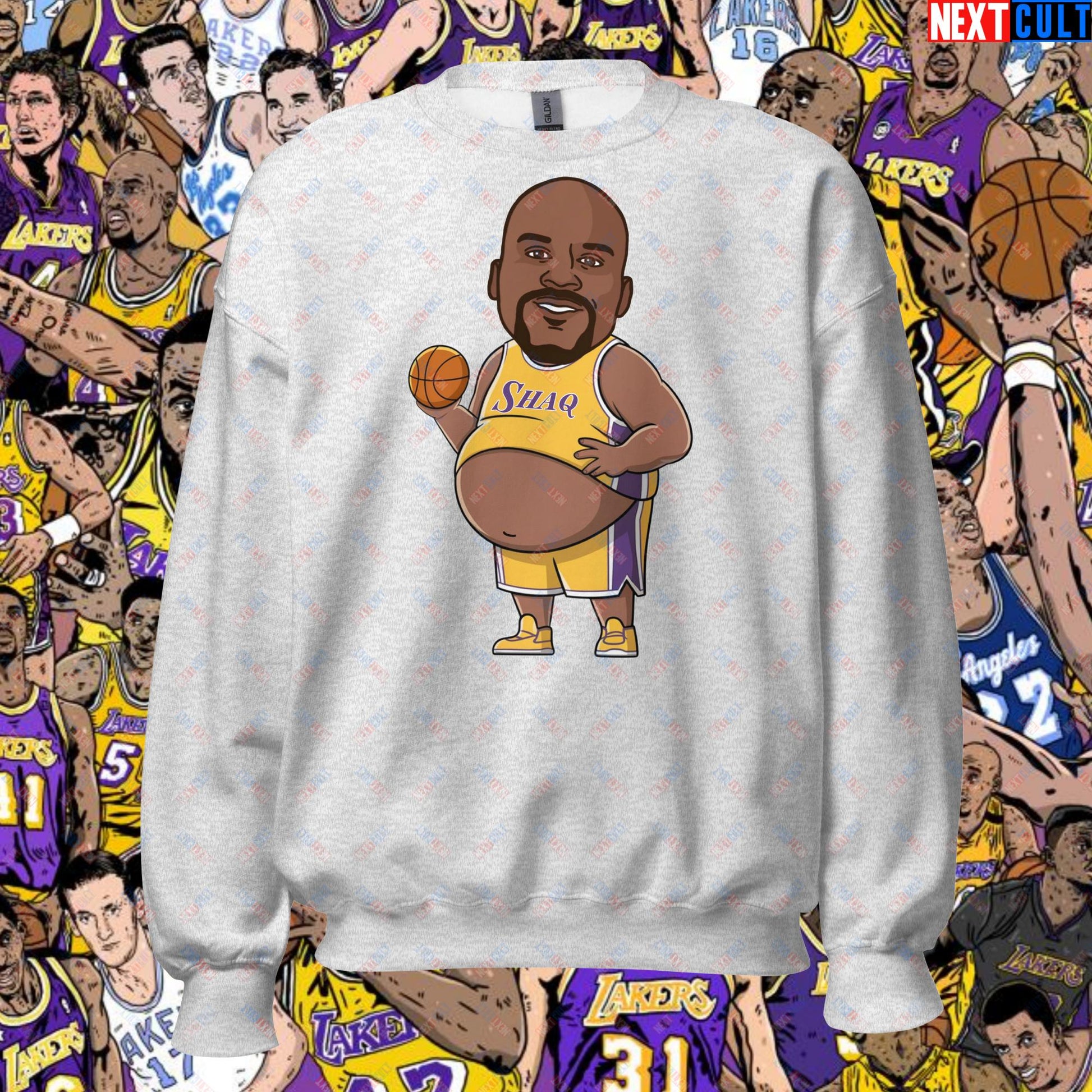 Fat Shaq Funny Basketball Meme Sweatshirt - Big Shaq Dominance Pullover for Basketball Fans - Perfect Gift for Shaq Fans Unisex Sweatshirt Ash Sweatshirts Basketball Los Angeles Lakers NBA Shaq Next Cult Brand