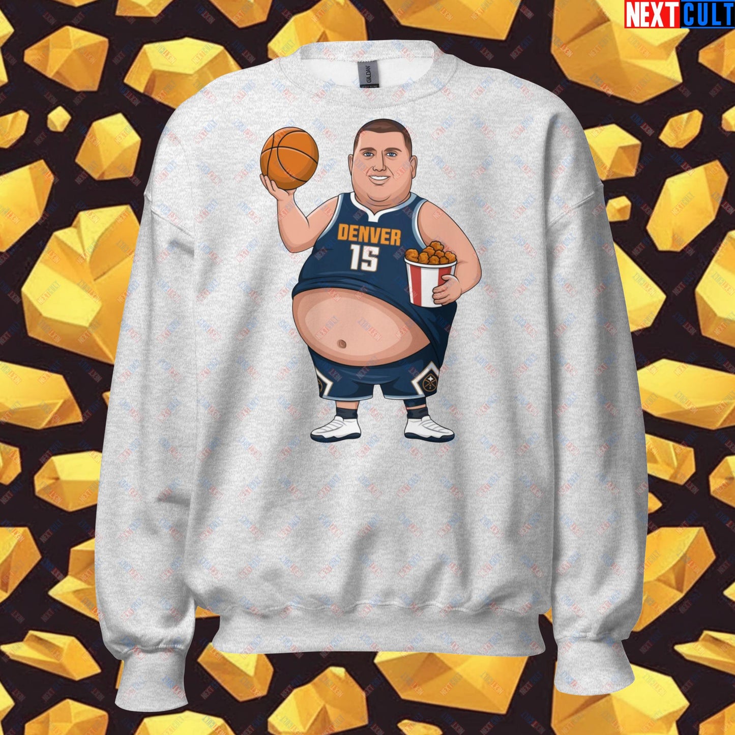 Fat Jokic Denver Nuggets Sweatshirt - Funny Basketball Meme Jumper - Big Jokic Dominance Pullover for Basketball Fans - Perfect Gift for Jokic Fans Unisex Sweatshirt Ash Sweatshirts Basketball Denver Nuggets NBA Nikola Jokic Next Cult Brand