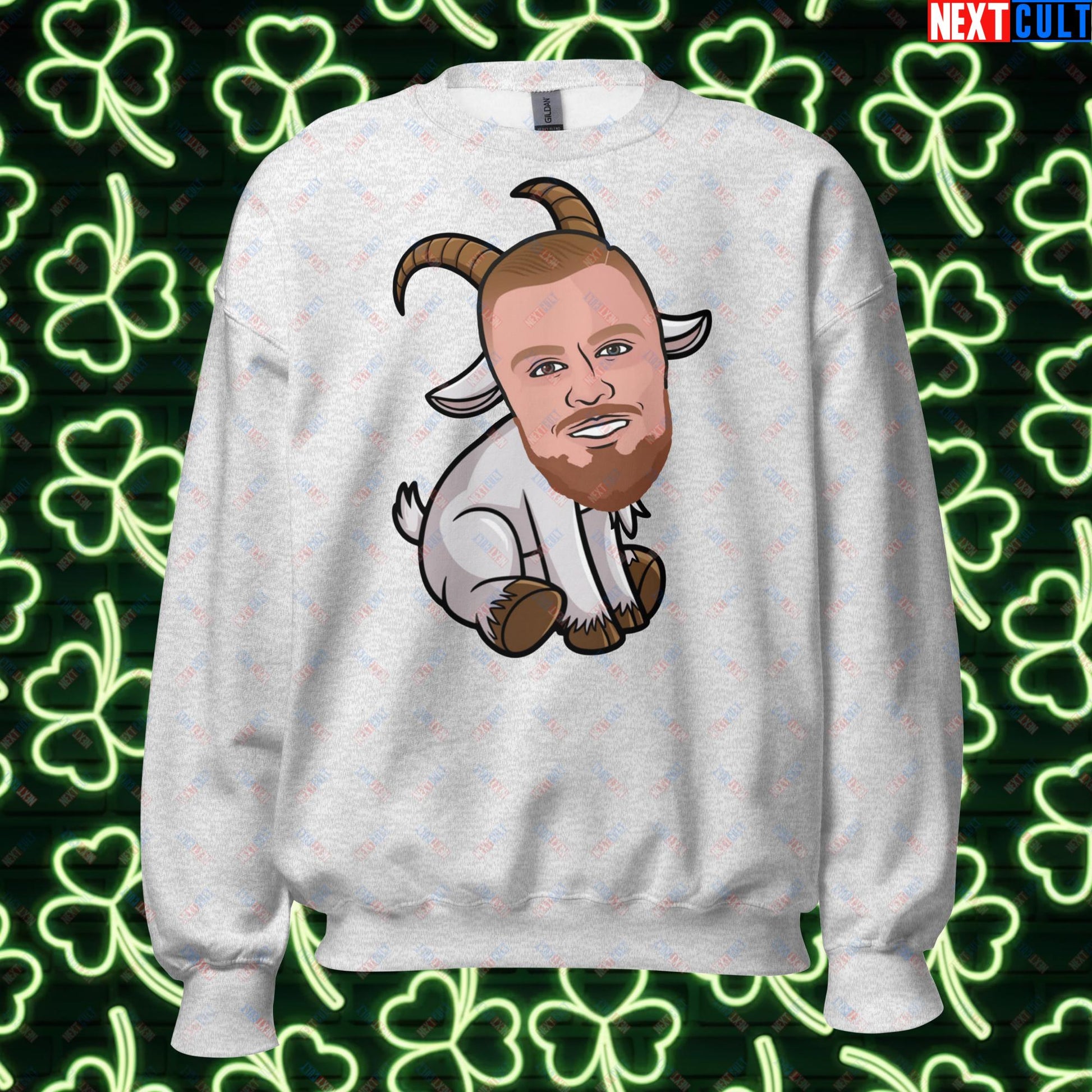 Kristaps Porzingis GOAT Sweatshirt - Funny Basketball Meme Jumper - Greatest of All Time Pullover for Boston Celtics and Latvia Fans - Perfect Gift for Porzingis Fans Unisex Sweatshirt Ash Sweatshirts Basketball Boston Celtics G.O.A.T. Kristaps Porzingis NBA Next Cult Brand