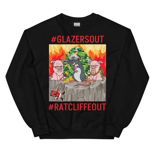 Manchester United Ratcliffe Out, Glazers Out Unisex Sweatshirt, Red Letters, #GlazersOut #RatcliffeOut Next Cult Brand Football, GlazersOut, Manchester United, RatcliffeOut