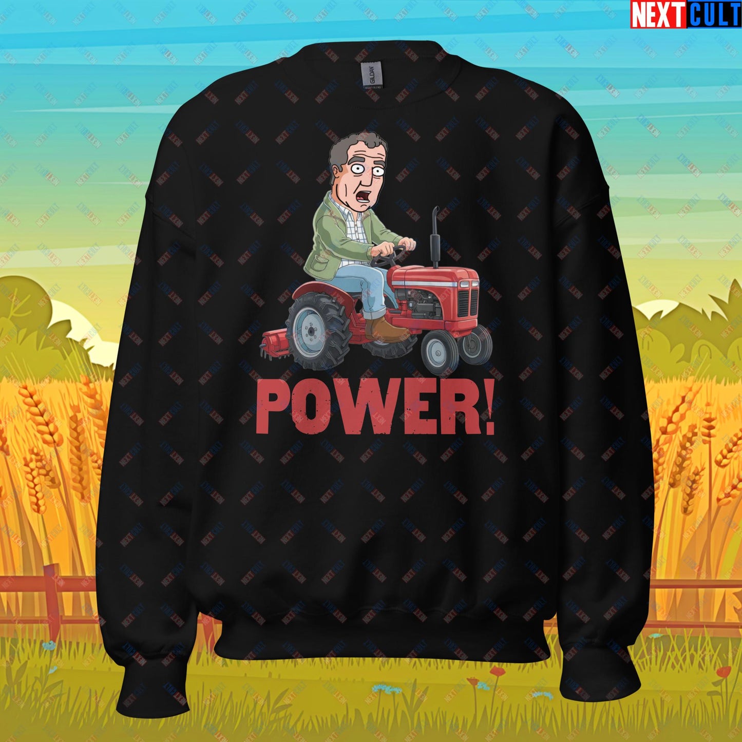 Speed and Power Tractor Jeremy Clarkson's Farm Diddly Squat Grand Tour Top Gear Funny Meme Cartoon Unisex Sweatshirt Black Sweatshirts Clarkson's Farm Grand Tour Jeremy Clarkson Top Gear TV Shows Next Cult Brand