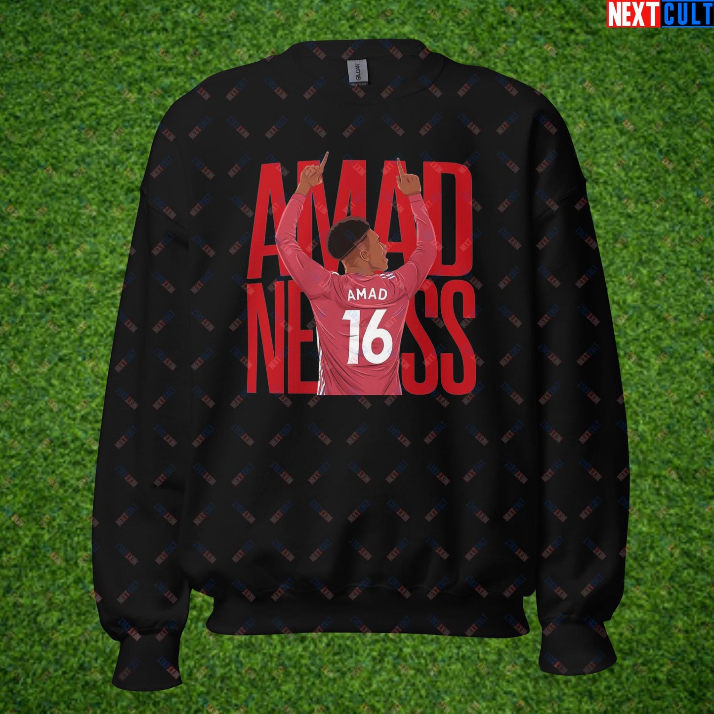 AMADNESS Amad Diallo Manchester United Funny Meme Cartoon Unisex Sweatshirt Black Sweatshirts Football Manchester United Next Cult Brand