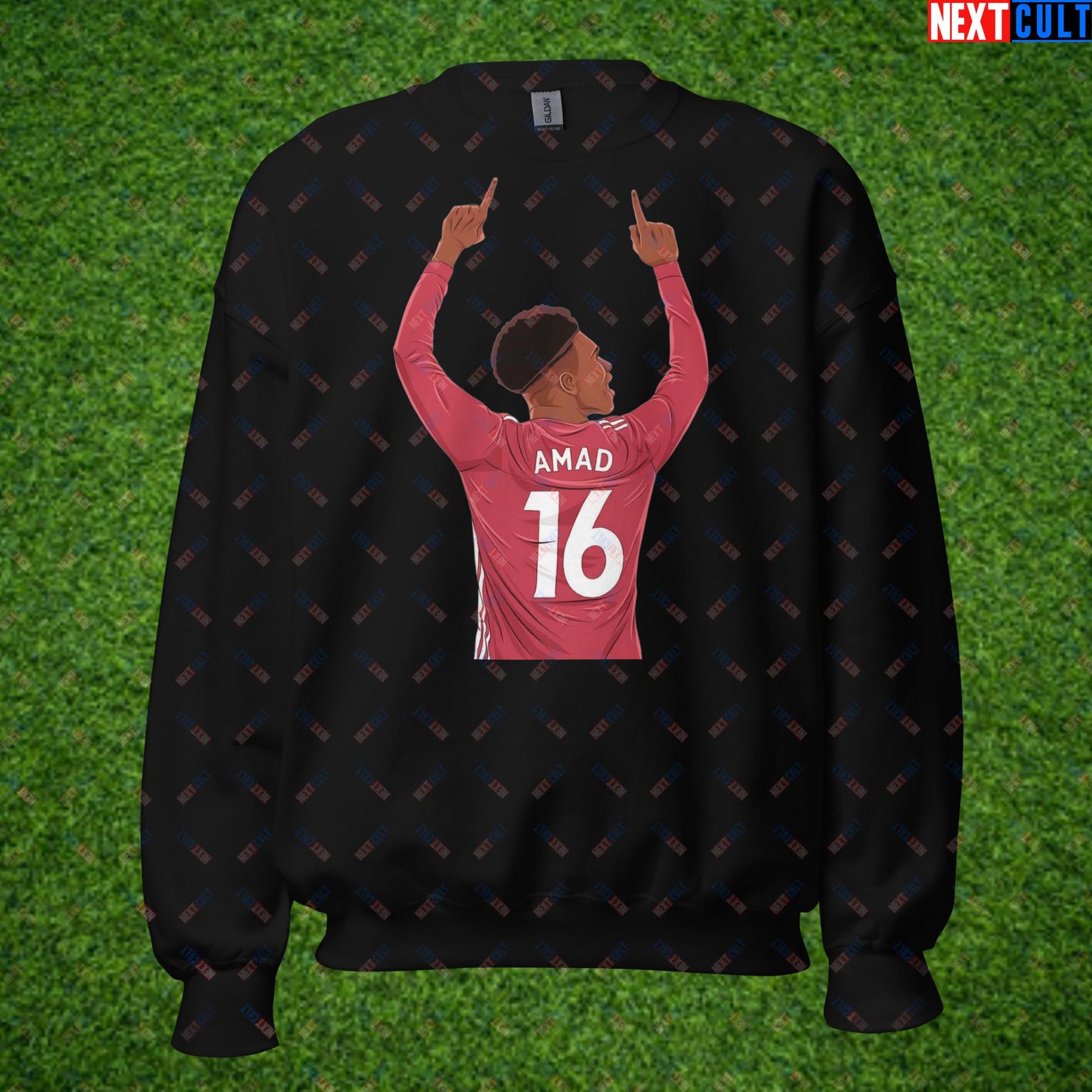 Amad Diallo Goal Celebration AMADNESS Manchester United Funny Meme Cartoon Unisex Sweatshirt Black Sweatshirts Amad Diallo Football Manchester United Next Cult Brand