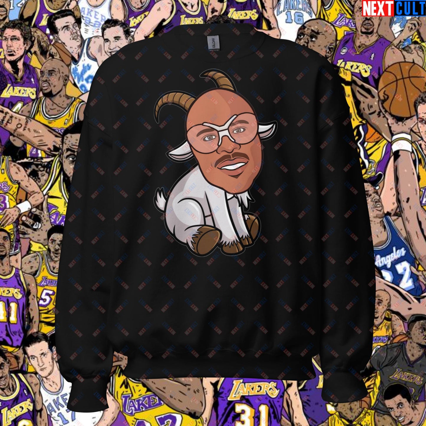 Kareem Abdul-Jabbar G.O.A.T. Sweatshirt - Funny Basketball Meme Jumper - Greatest of All Time Pullover for Basketball Fans - Perfect Gift for Kareem Fans Unisex Sweatshirt Black Sweatshirts Basketball G.O.A.T. Kareem Abdul-Jabbar Los Angeles Lakers Milwaukee Bucks NBA Next Cult Brand