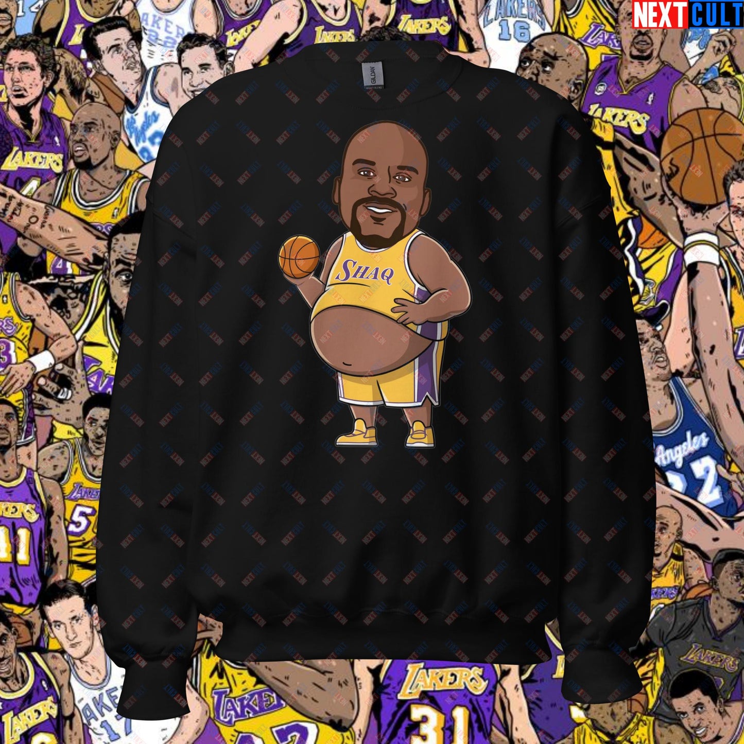 Fat Shaq Funny Basketball Meme Sweatshirt - Big Shaq Dominance Pullover for Basketball Fans - Perfect Gift for Shaq Fans Unisex Sweatshirt Black Sweatshirts Basketball Los Angeles Lakers NBA Shaq Next Cult Brand