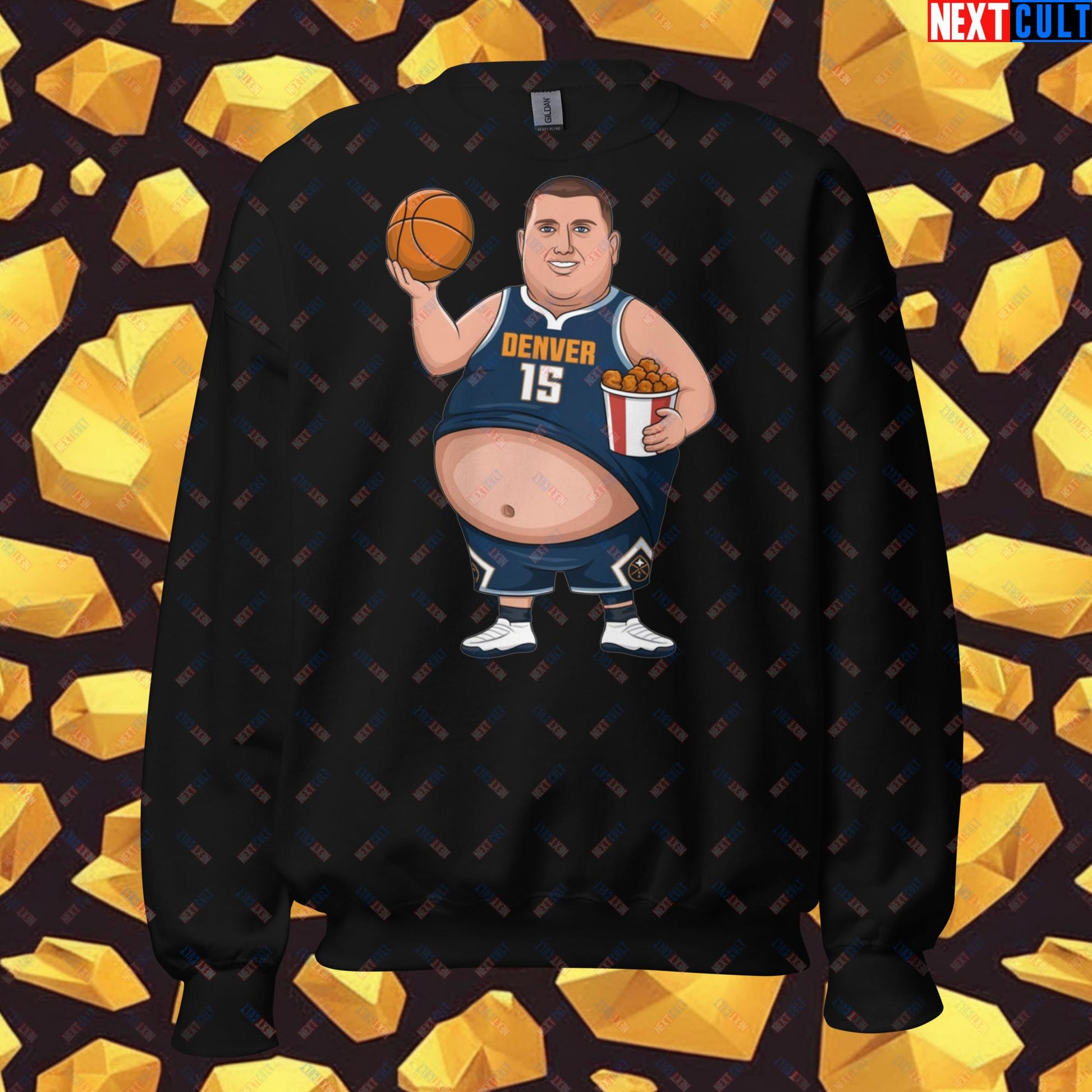 Fat Jokic Denver Nuggets Sweatshirt - Funny Basketball Meme Jumper - Big Jokic Dominance Pullover for Basketball Fans - Perfect Gift for Jokic Fans Unisex Sweatshirt Black Sweatshirts Basketball Denver Nuggets NBA Nikola Jokic Next Cult Brand