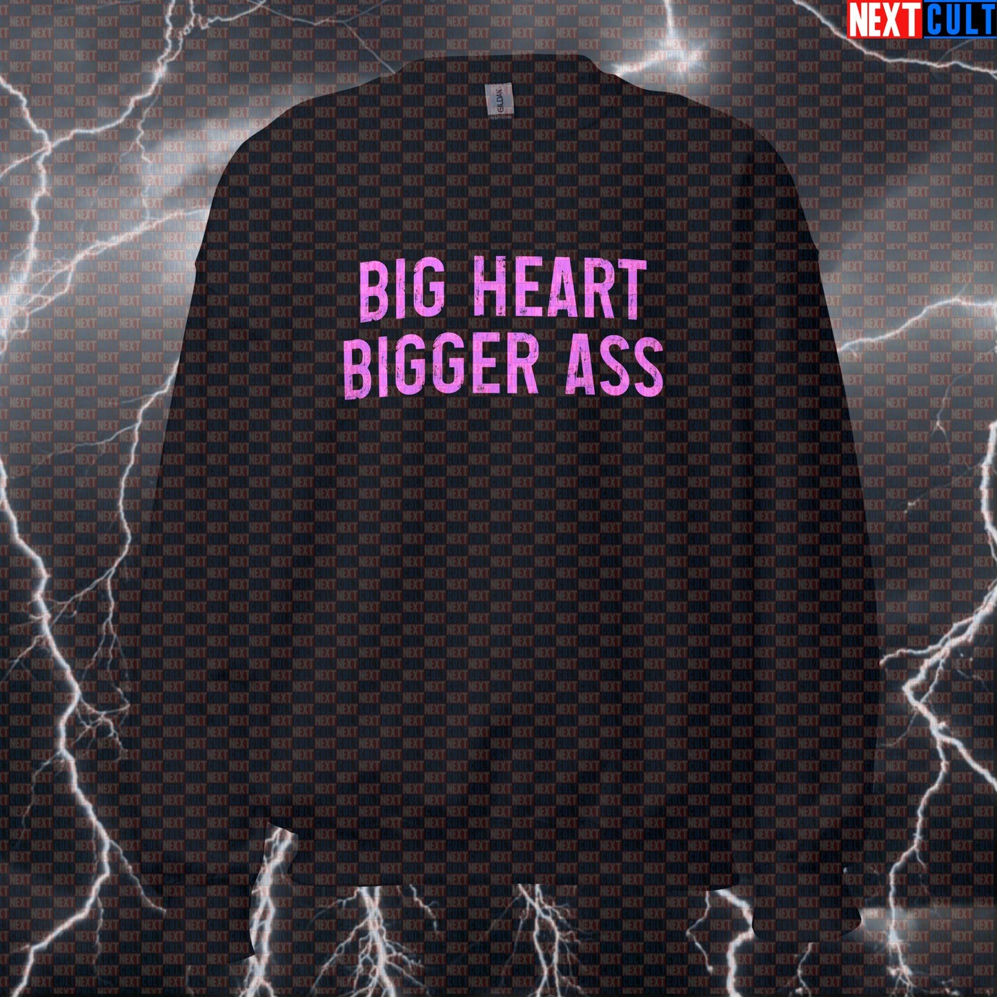 Big Heart Bigger Ass Gym Sweatshirt | Funny Workout Sweater For Lifters & Leg Day | Fitness Meme Pullover Bodybuilding Fitness Gym Leg Day Pump Cover Workout Next Cult Brand