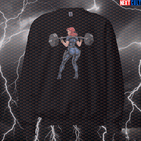 Gym Girl Booty Builder Sweatshirt | Funny Workout Sweater For Squats & Leg Day | Fitness Meme Pullover Top Avengers Black Widow Bodybuilding Films Fitness Gym Leg Day Powerlifting Pump Cover Superheroes Workout Next Cult Brand