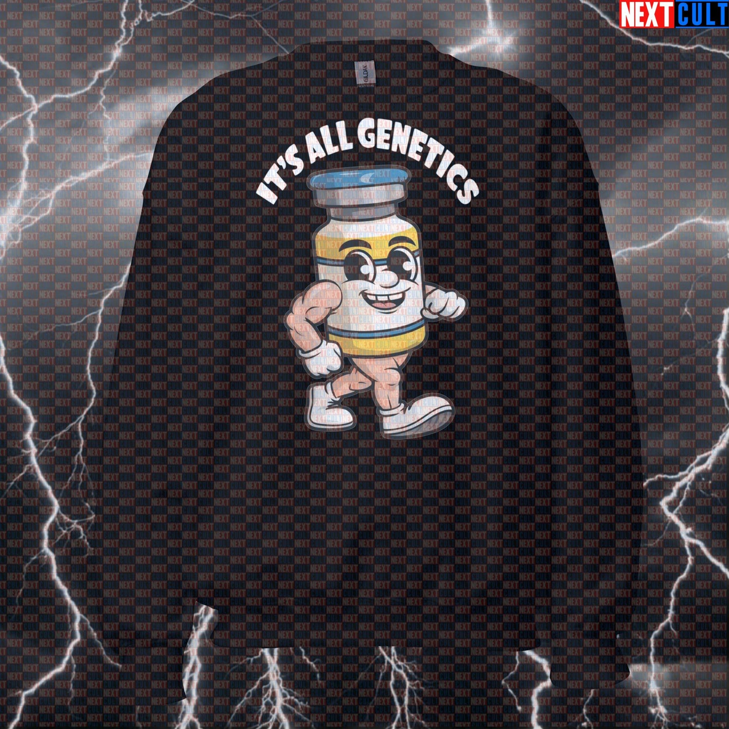 Funny It's All Genetics Gym Sweatshirt | Natty Workout Sweater For Lifters & Bodybuilding Meme Fans Sweatshirts Bodybuilding Fitness Gym Pump Cover Steroids Workout Next Cult Brand