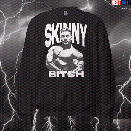 Funny Skinny Bitch Chris Bumstead Gym Sweatshirt | CBUM Bodybuilding Meme Workout Sweater & Pullover Sweatshirts Bodybuilding Chris Bumstead Fitness Gym Pump Cover Workout Next Cult Brand