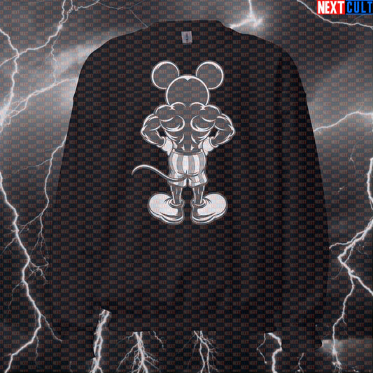 Funny Lat Spread Gym Sweatshirt | Mickey Mouse Bodybuilding Meme Sweater | Workout Crewneck Pullover Bodybuilding Films Fitness Gym Pump Cover Workout Next Cult Brand