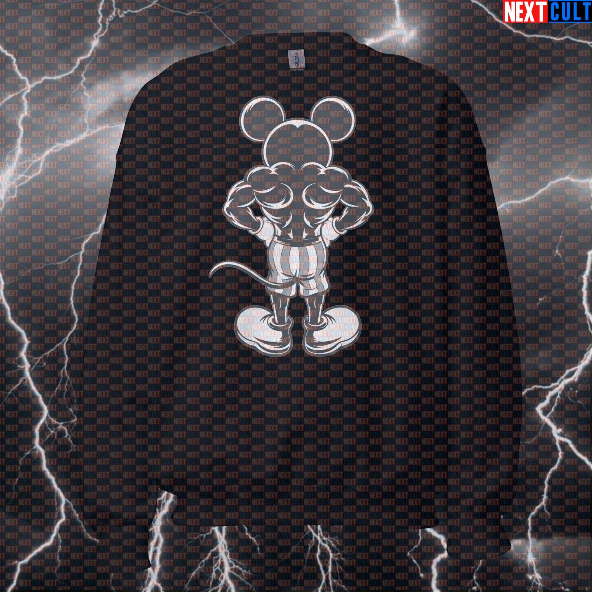 Funny Lat Spread Gym Sweatshirt | Mickey Mouse Bodybuilding Meme Sweater | Workout Crewneck Pullover Bodybuilding Films Fitness Gym Pump Cover Workout Next Cult Brand