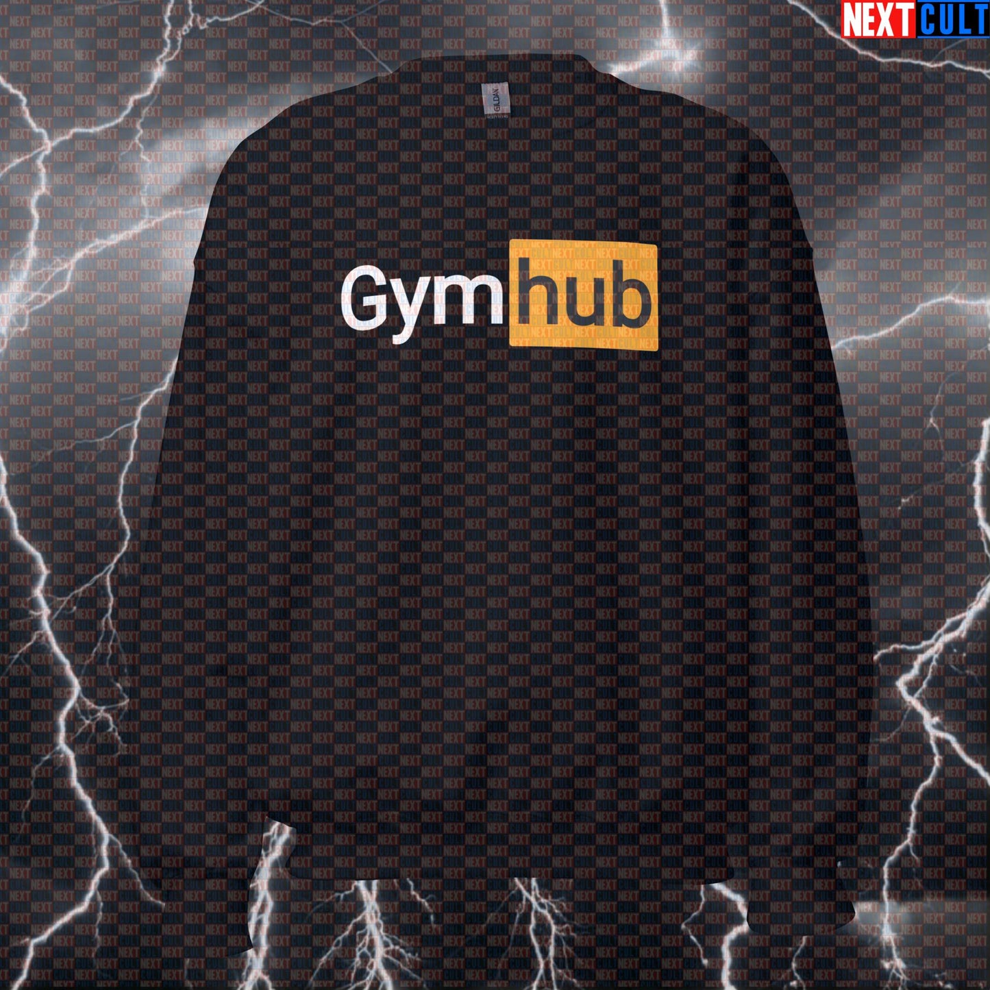 Funny Gymhub Gym Sweatshirt | Workout Sweater For Lifters & Gym Bros | Fitness Meme Pump Cover Pullover Bodybuilding Fitness Gym Powerlifting Pump Cover Workout Next Cult Brand